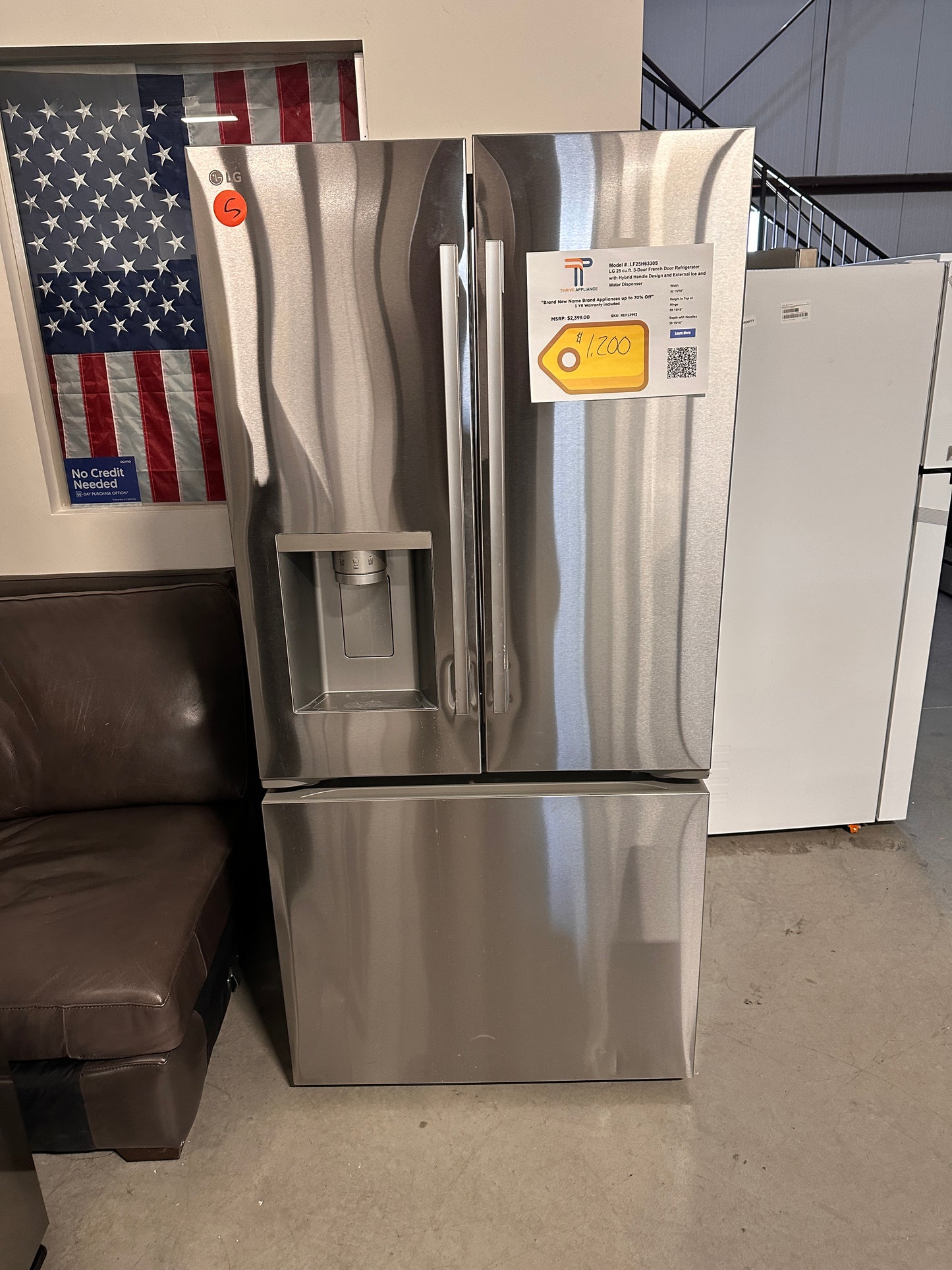 GREAT! LG 25 cu. ft. Stainless 3-Door French Door Refrigerator MODEL: LF25H6330S REF13992
