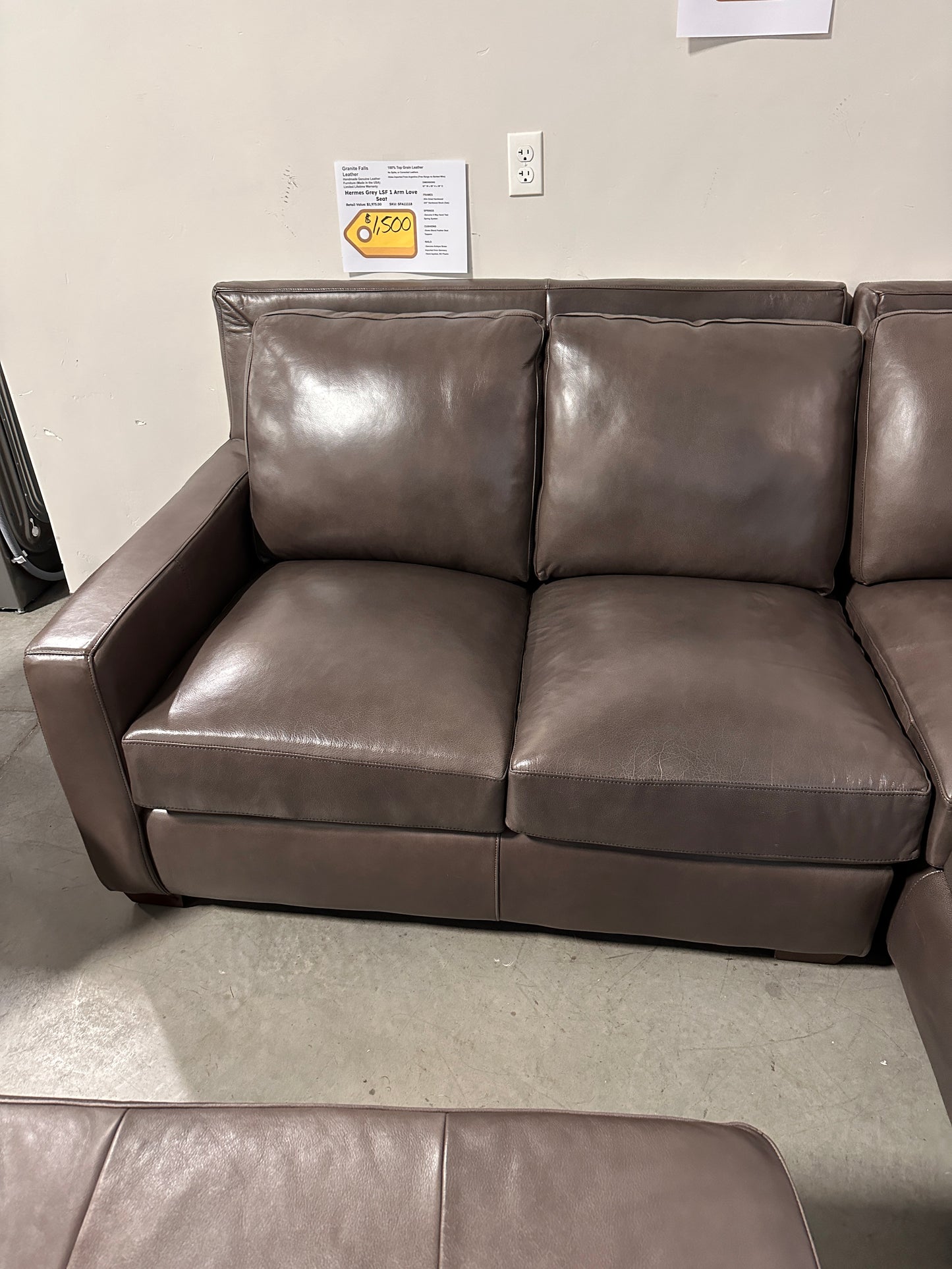 NEW HANDMADE GENUINE LEATHER HERMES GREY SECTIONAL - SFA11121
