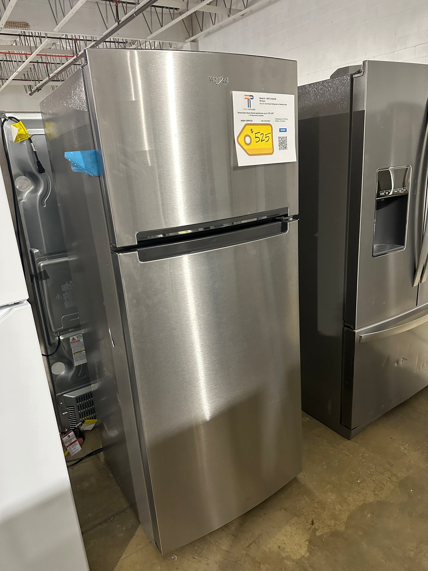 NEW WHIRLPOOL MONOCHROMATIC TOP FREEZER REFRIGERATOR MODEL: WRT518SZFM REF12381S