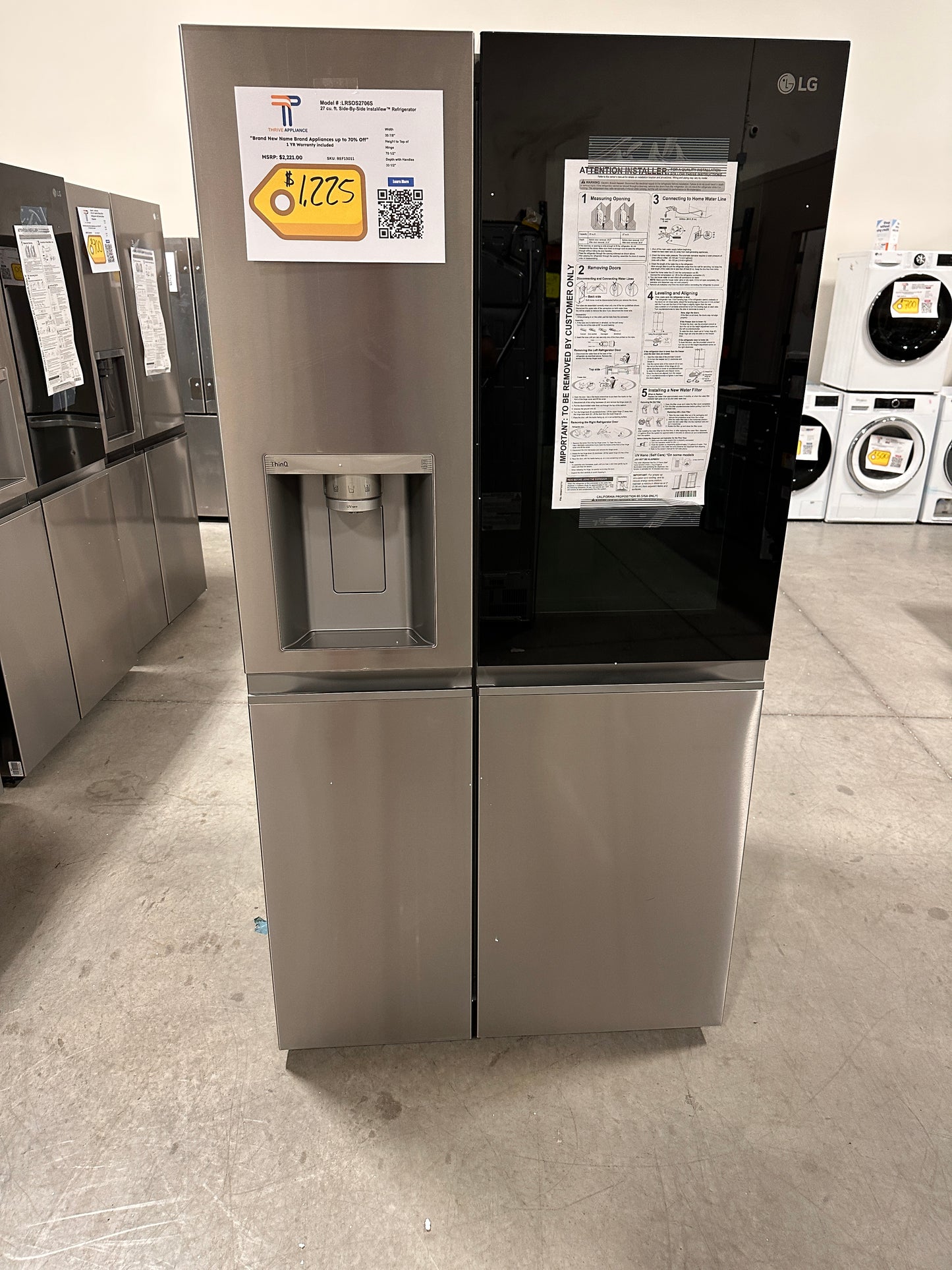 CRAFT ICE MAKING LG SIDE BY SIDE SMART REFRIGERATOR MODEL: LRSOS2706S REF13011