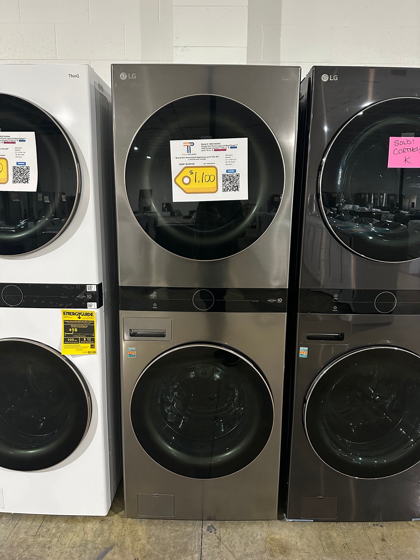 GREAT ELECTRIC DRYER WASHTOWER - LG WASHER DRYER STACKED SET MODEL: WKE100HVA WAS12070S