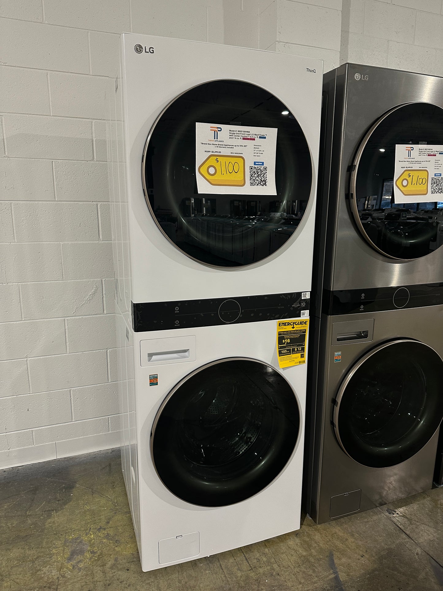 GORGEOUS LG WASHTOWER - ELECTRIC DRYER SMART WASHER LAUNDRY SET MODEL: WKE100HWA WAS12069S