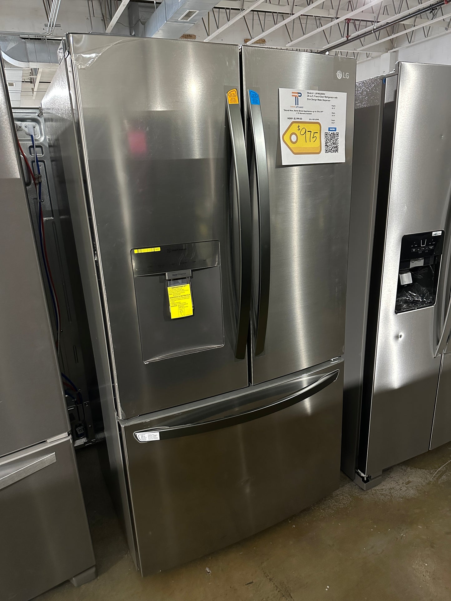 NEW LG SMART REFRIGERATOR DOOR-IN-DOOR FRIDGE MODEL: LRFWS2906V REF12398S