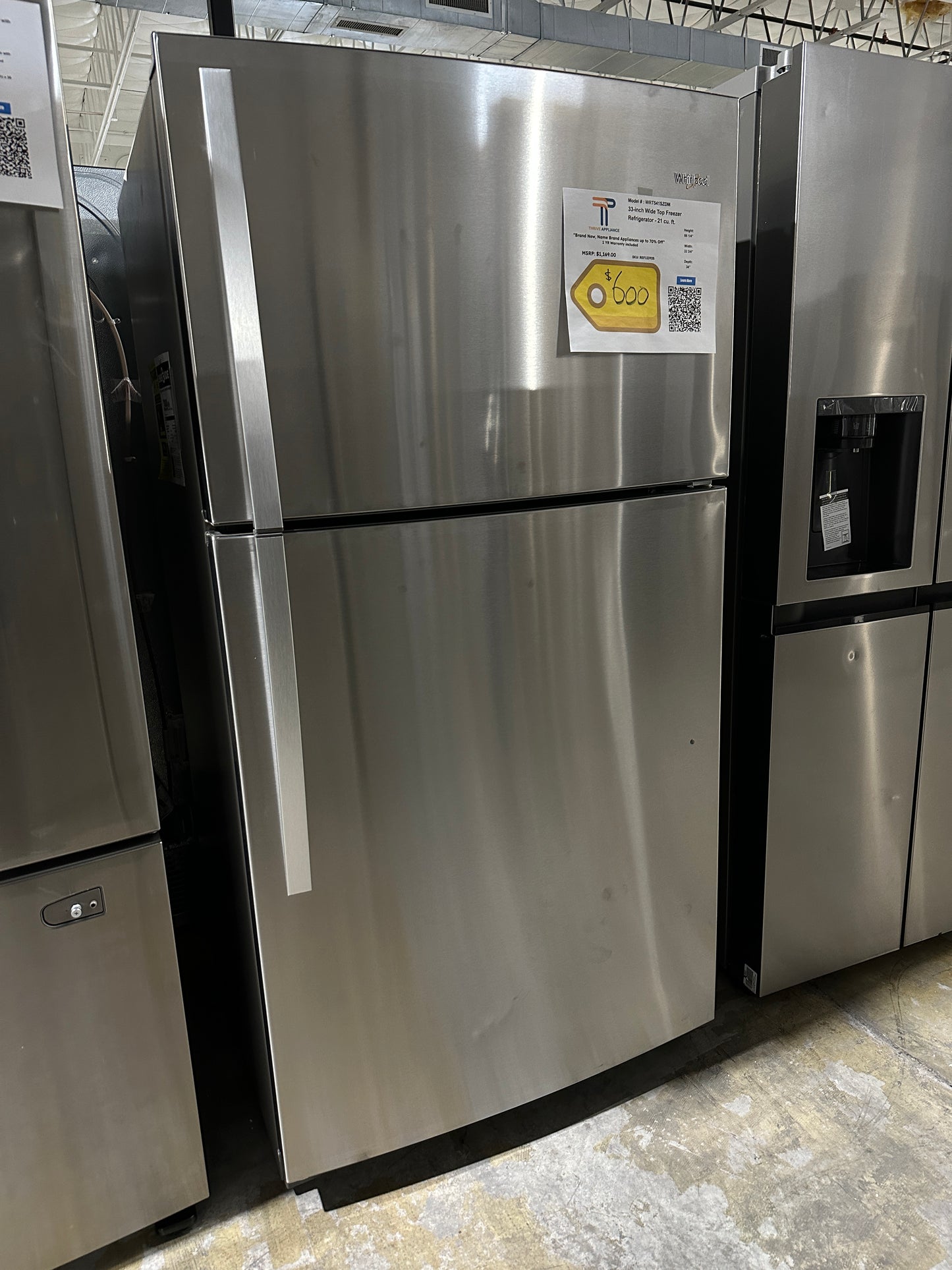 NEW Whirlpool - 21.3 Cu. Ft. Top-Freezer Refrigerator MODEL: WRT541SZDM REF12392S