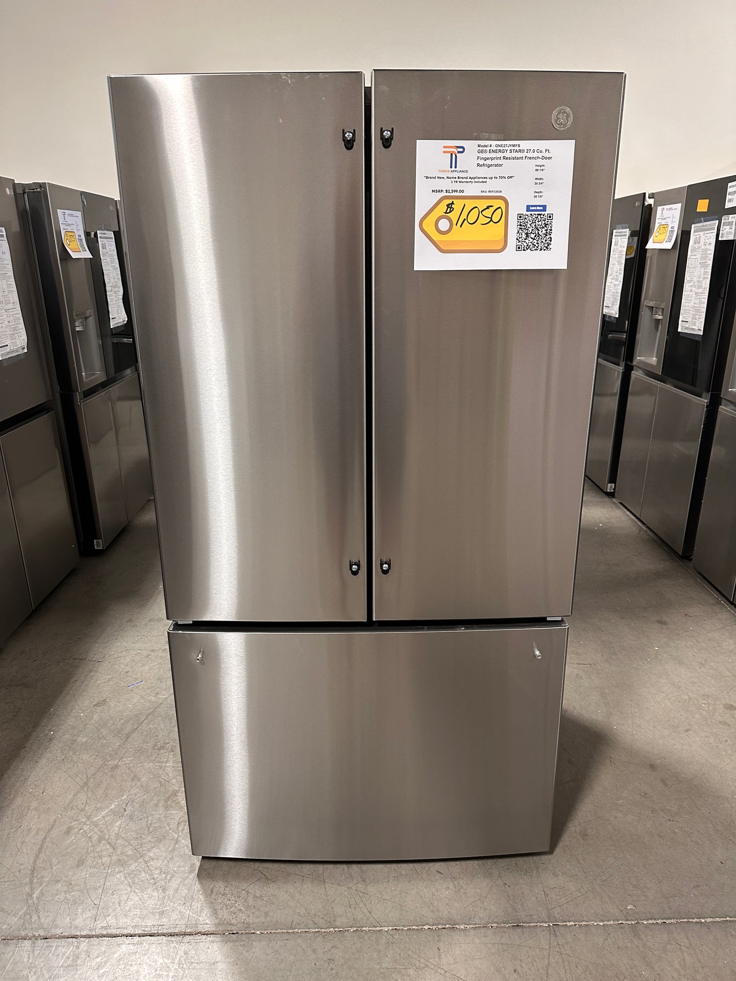 NEW GE FRIDGE WITH INTERNAL WATER DISPENSER MODEL: GNE27JYMFS REF13028