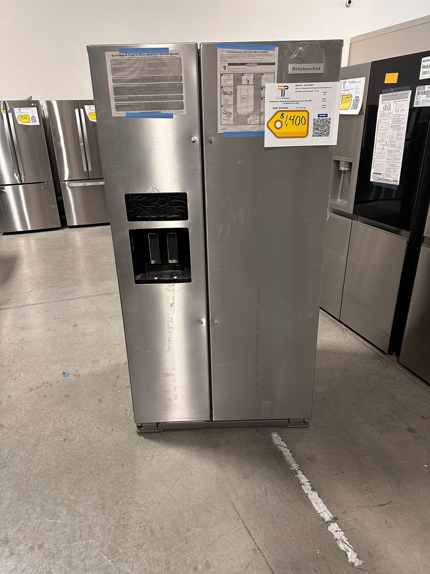 GREAT NEW KITCHENAID SIDE BY SIDE REFRIGERATOR MODEL: KRSF705HPS REF13025