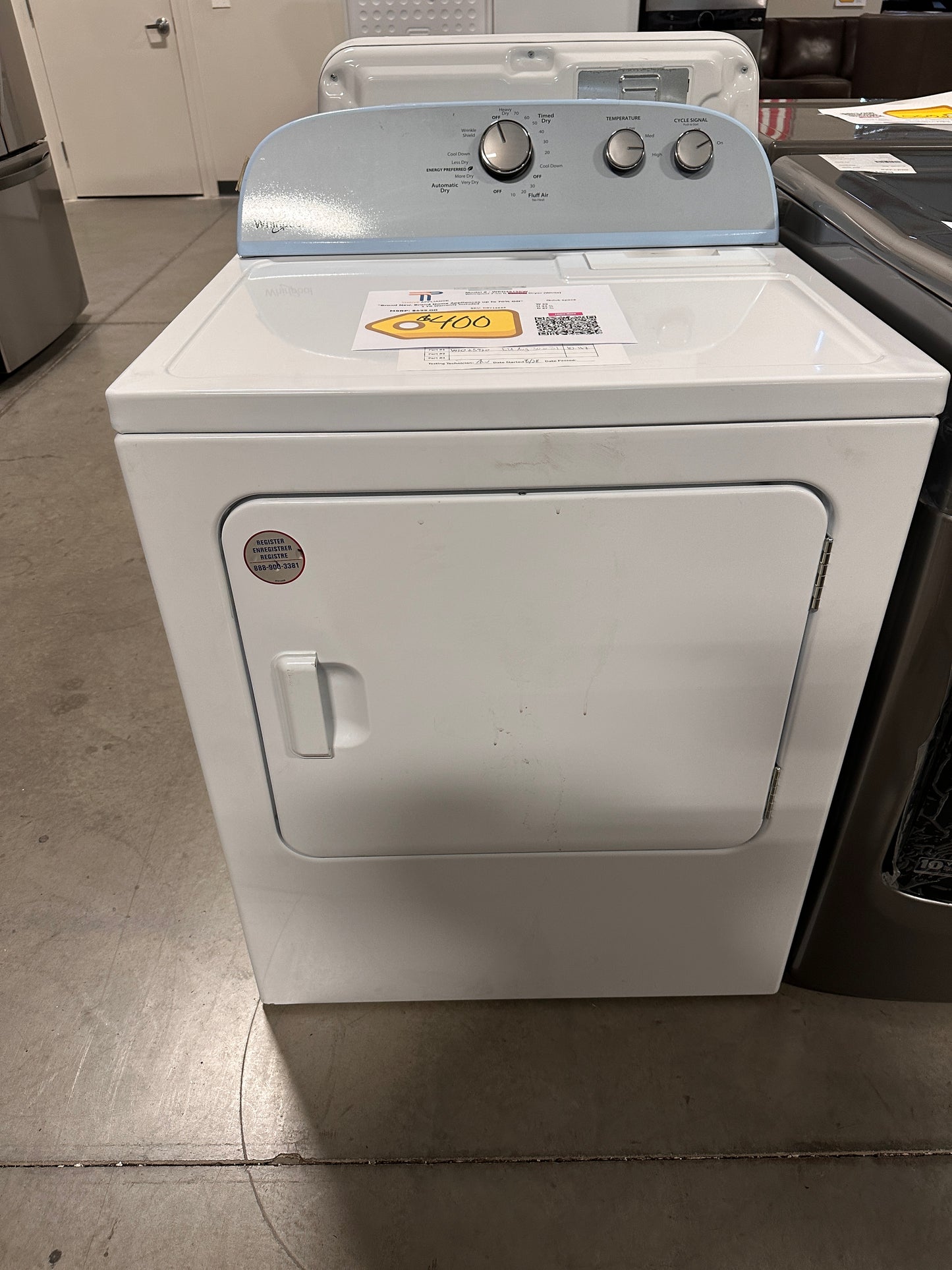 Whirlpool - 7.0 Cu. Ft. 14-Cycle Electric Dryer - White MODEL: WED4815EW DRY12443