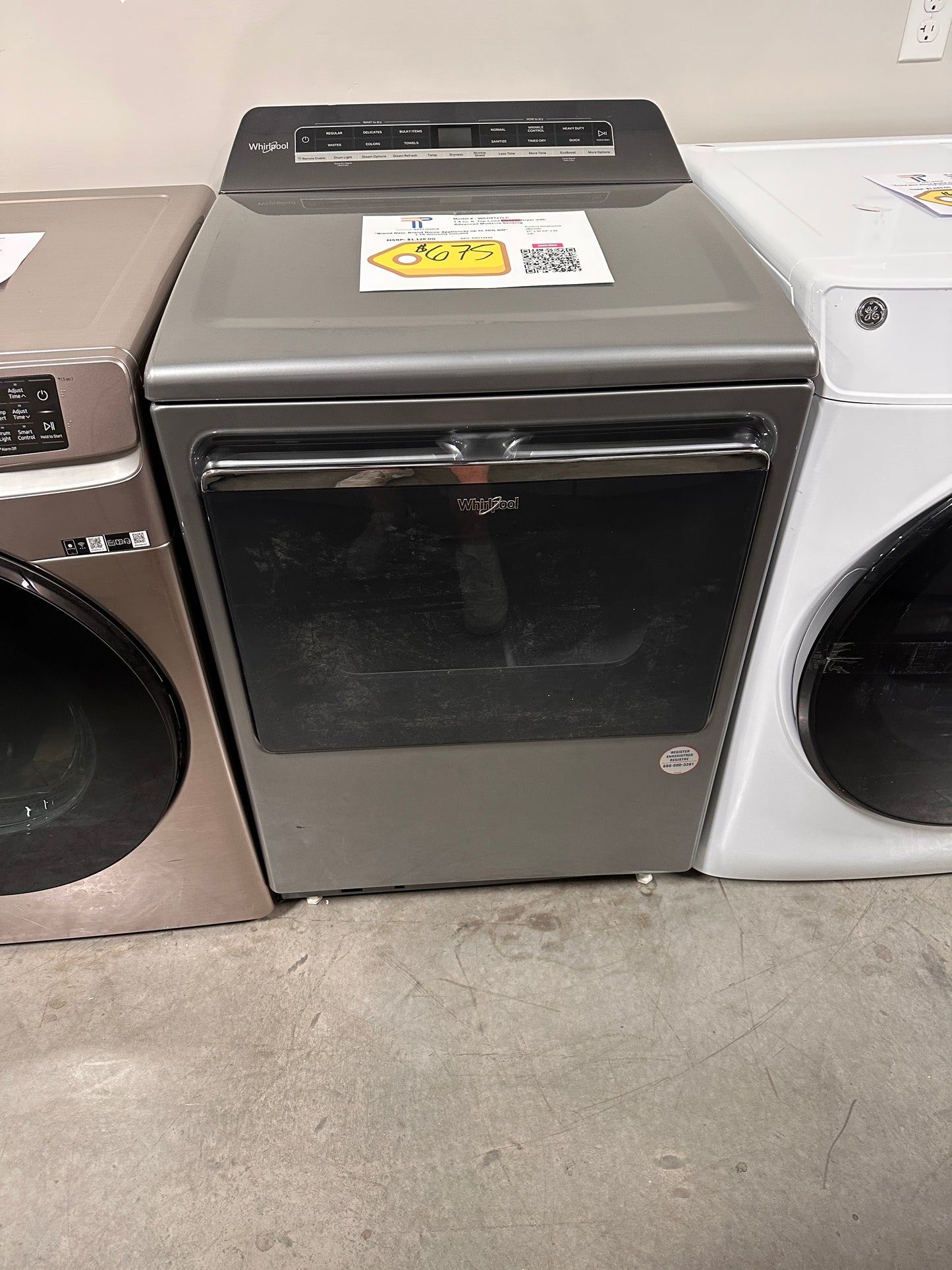 NEW WHIRLPOOL SMART ELECTRIC DRYER with STEAM MODEL: WED8127LC DRY12435