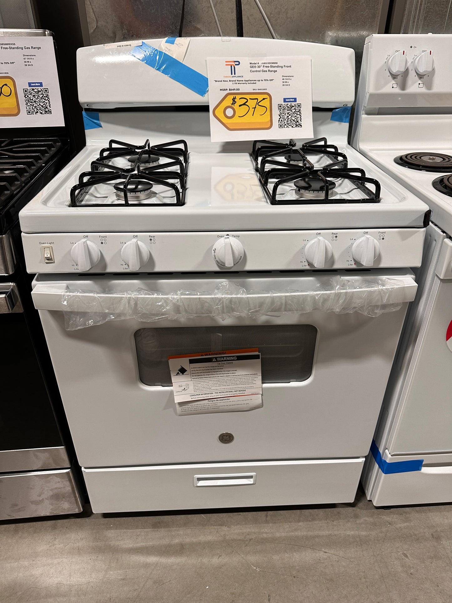 GE - 4.8 Cu. Ft. Freestanding Gas Range - White MODEL: JGBS10DEMWW RAG11833