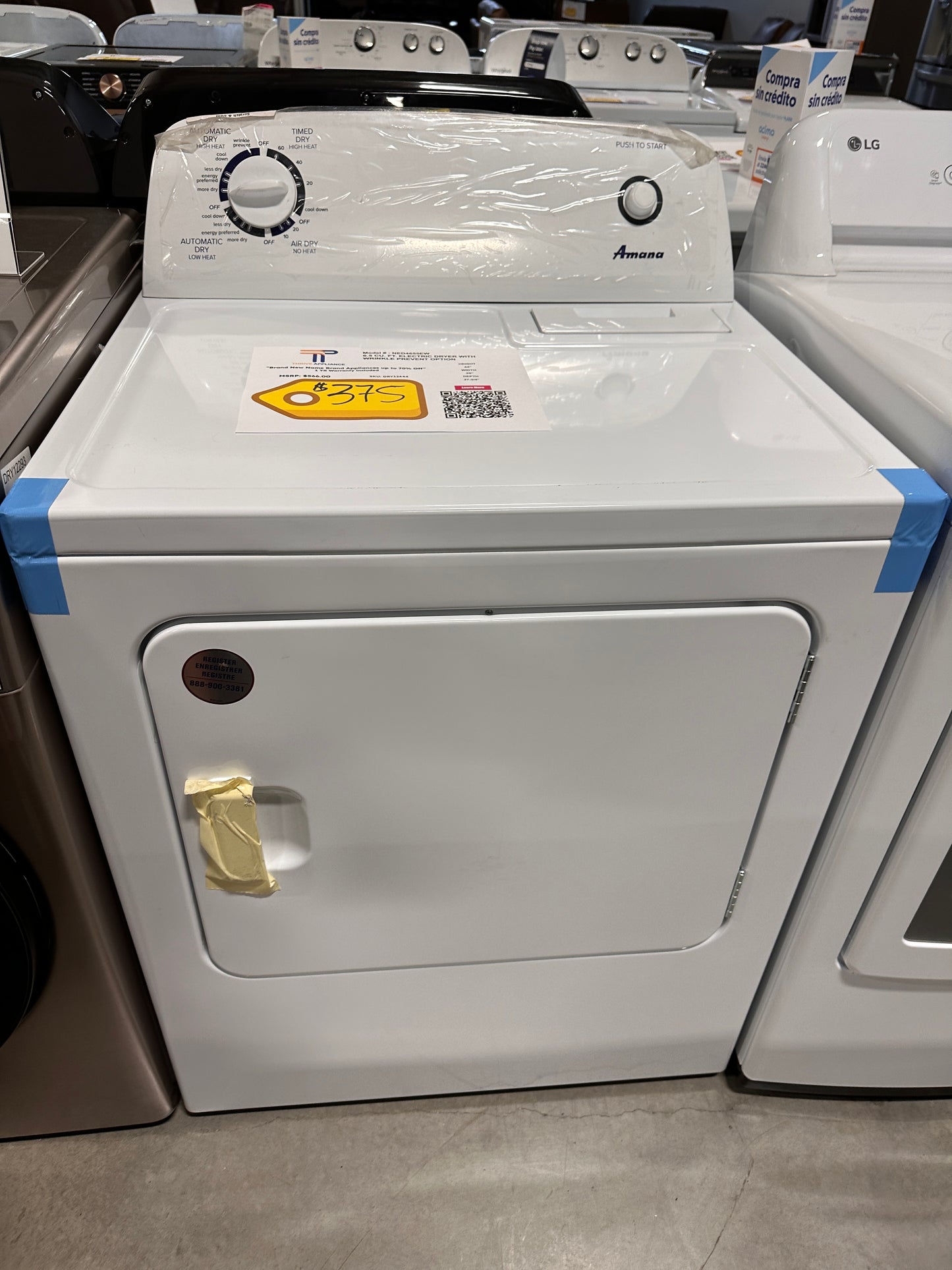 Amana - 6.5 Cu. Ft. Electric Dryer with Automatic Dryness Control - White MODEL: NED4655EW DRY12444