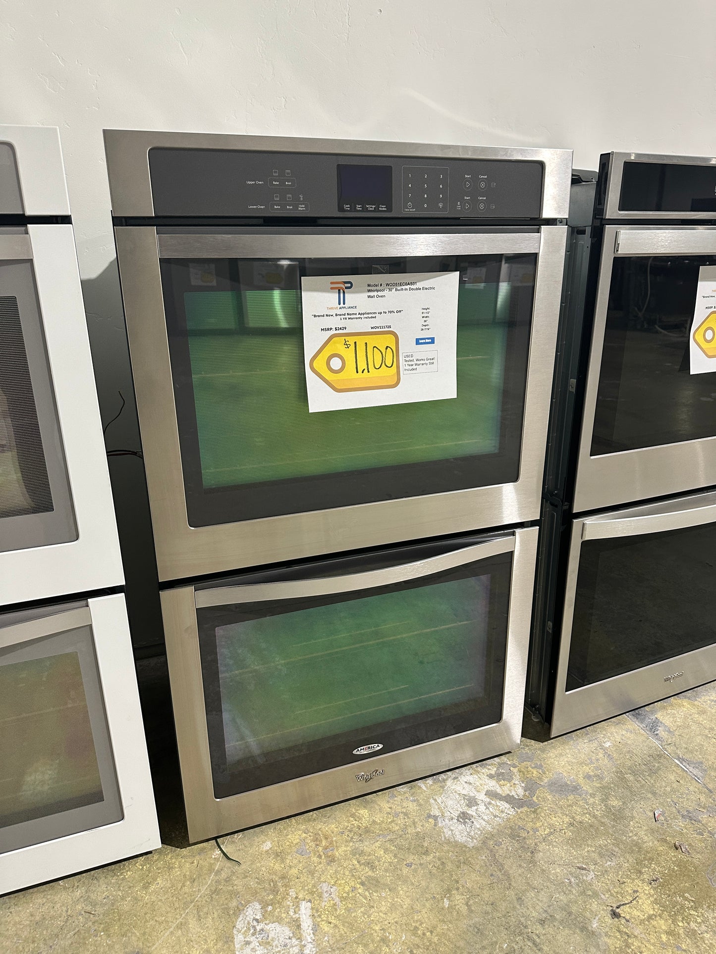 GORGEOUS DOUBLE WALL OVEN - GENTLY USED - 1 YEAR WARRANTY INCLUDED - MODEL: WOD51EC0AS01 WOV11172S