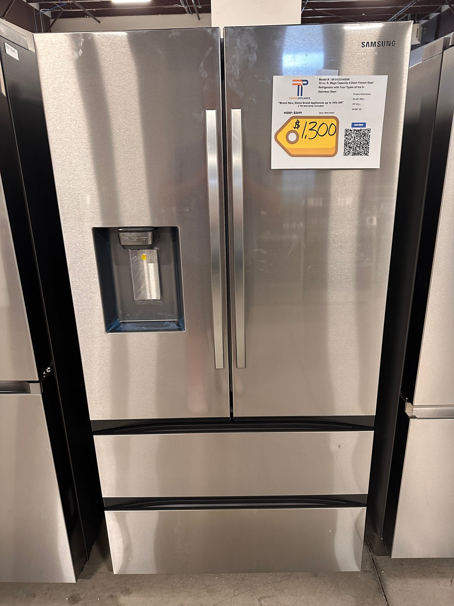 NEW MEGA CAPACITY SAMSUNG FRENCH DOOR REFRIGERATOR MODEL: RF31CG7400SR REF13047