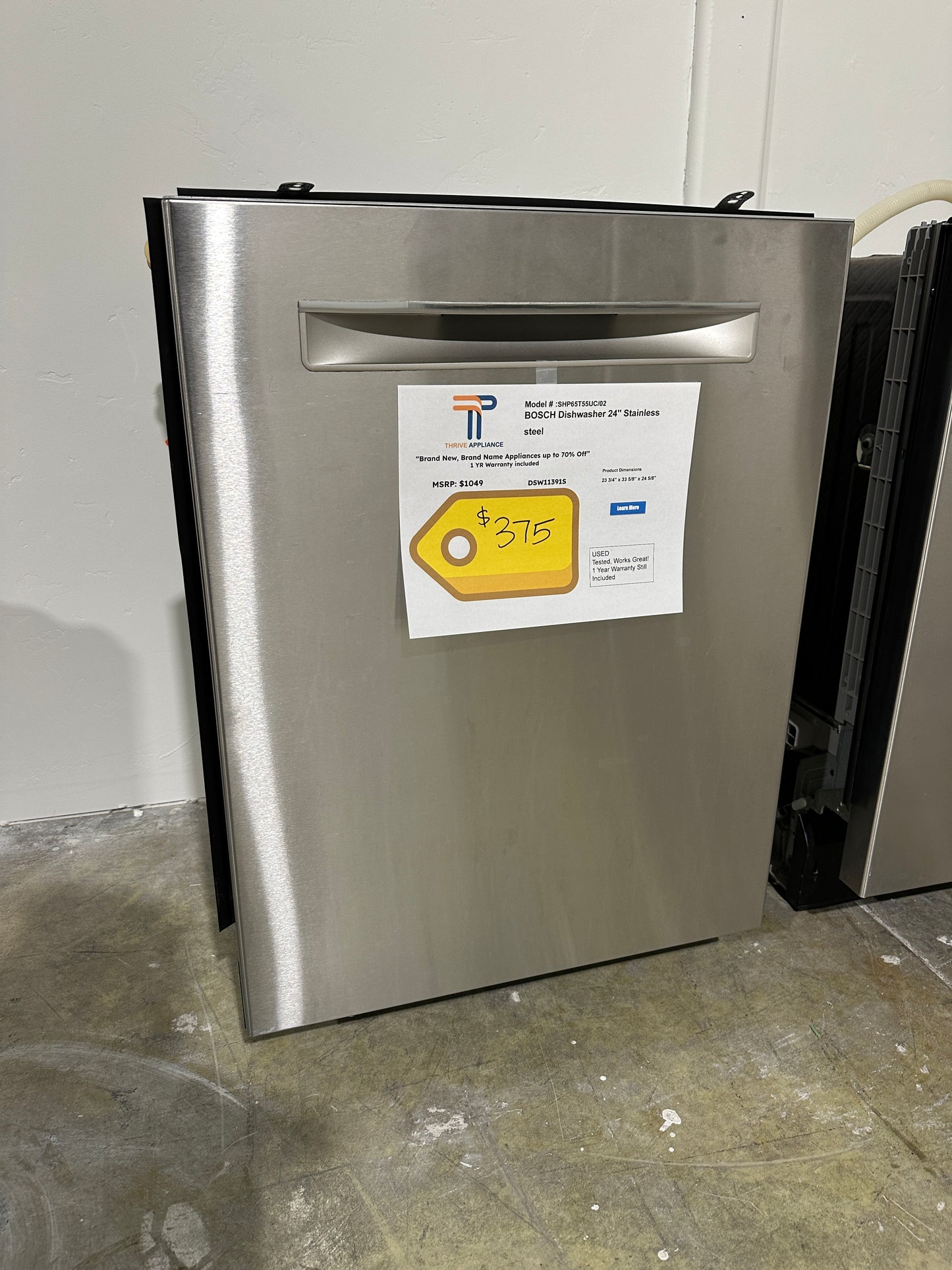 GENTLY USED BOSCH DISHWASHER with FULL WARRANTY INCLUDED MODEL: SHP65T55UC/02 DSW11391S