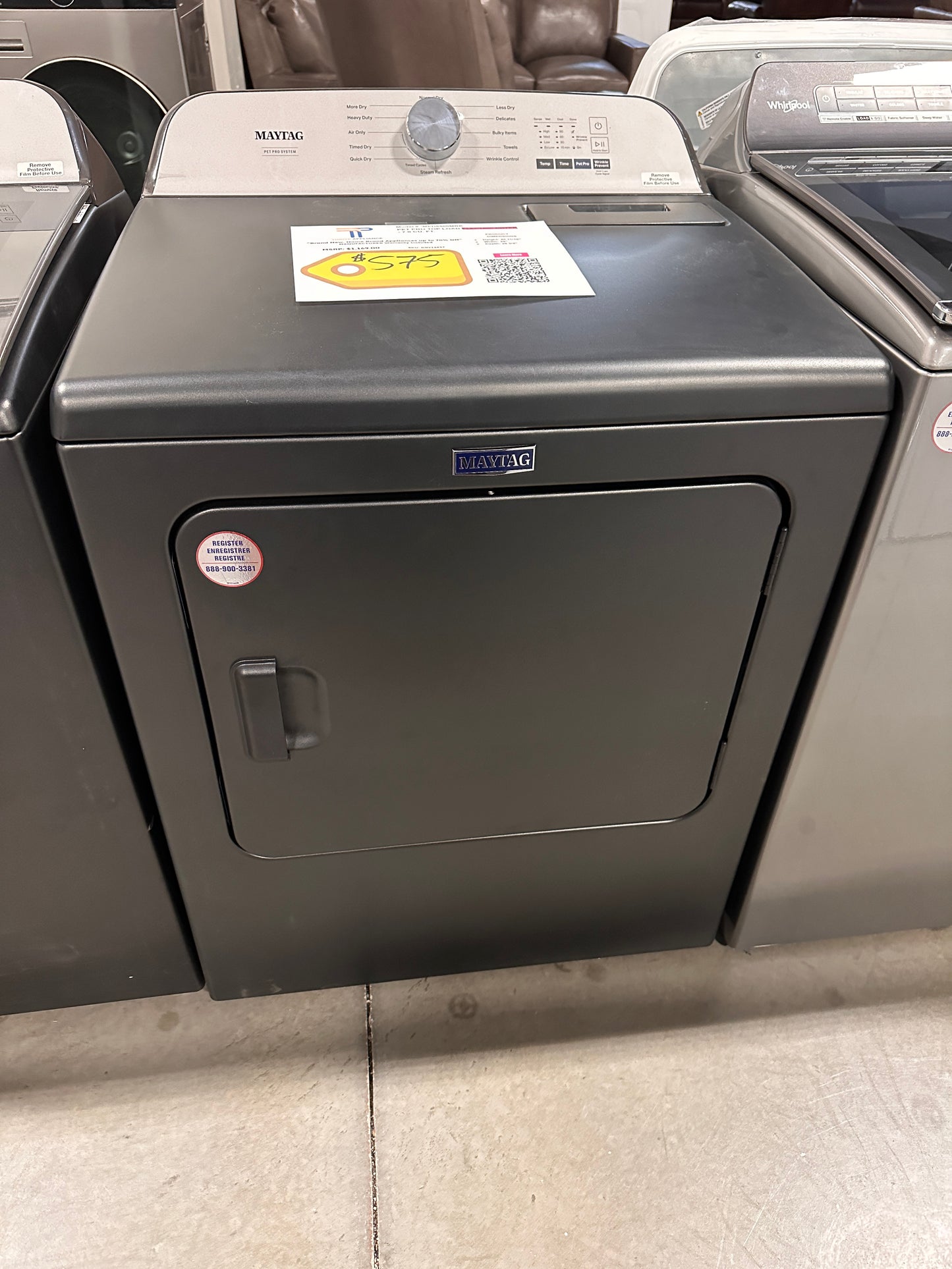 GREAT NEW MAYTAG ELECTRIC DRYER - VOLCANO BLACK - MODEL: MED6500MBK DRY12457