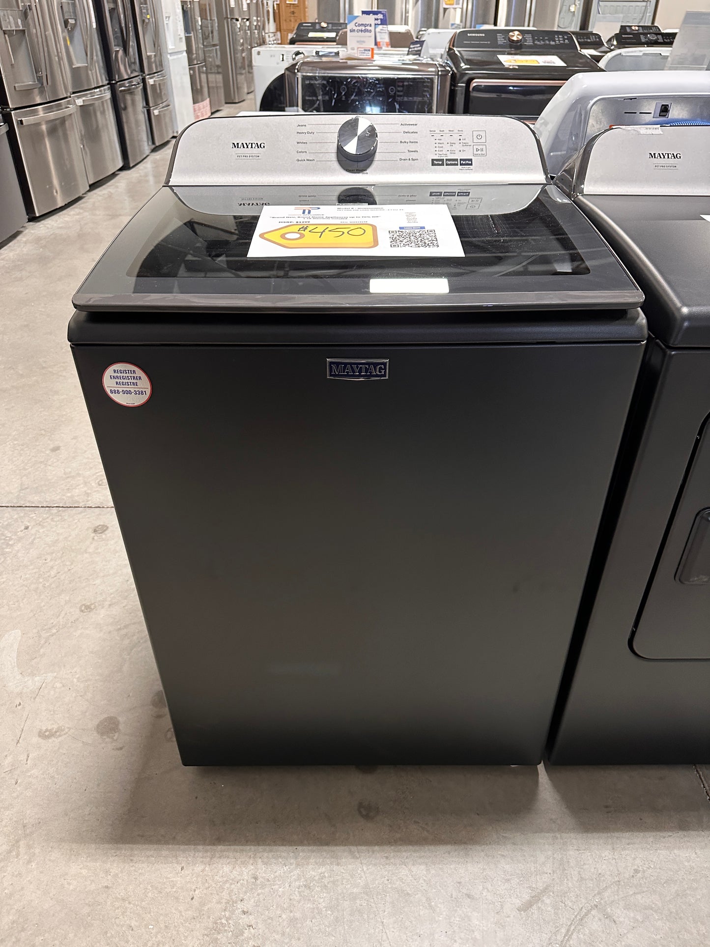 Maytag - 4.7 Cu. Ft. High Efficiency Top Load Washer with Pet Pro System -MODEL: MVW6500MBK WAS13138
