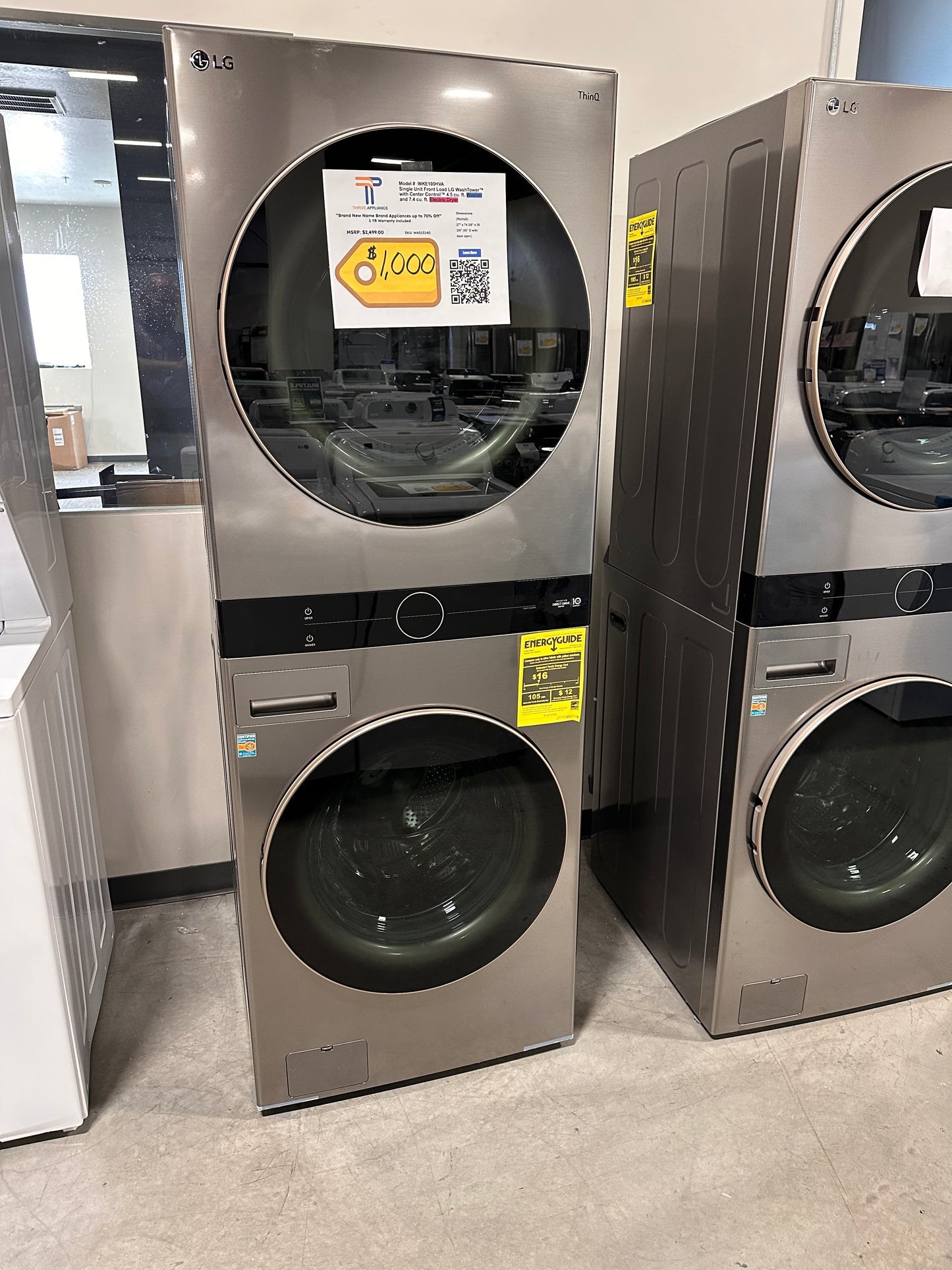 NEW GRAPHITE STEEL SMART LG WASHTOWER MODEL: WKE100HVA WAS13140
