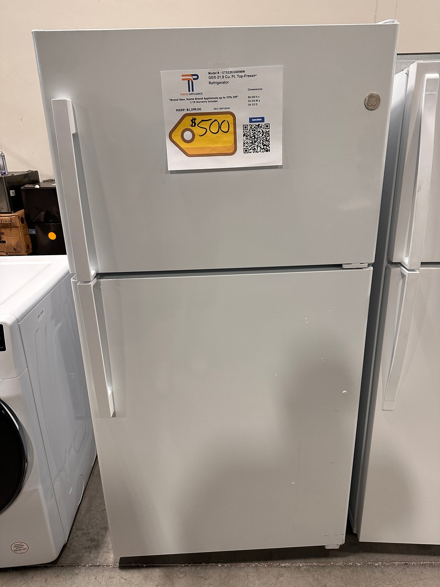 Garage-Ready Top-Freezer Refrigerator - White MODEL: GTS22KGNRWW REF13043