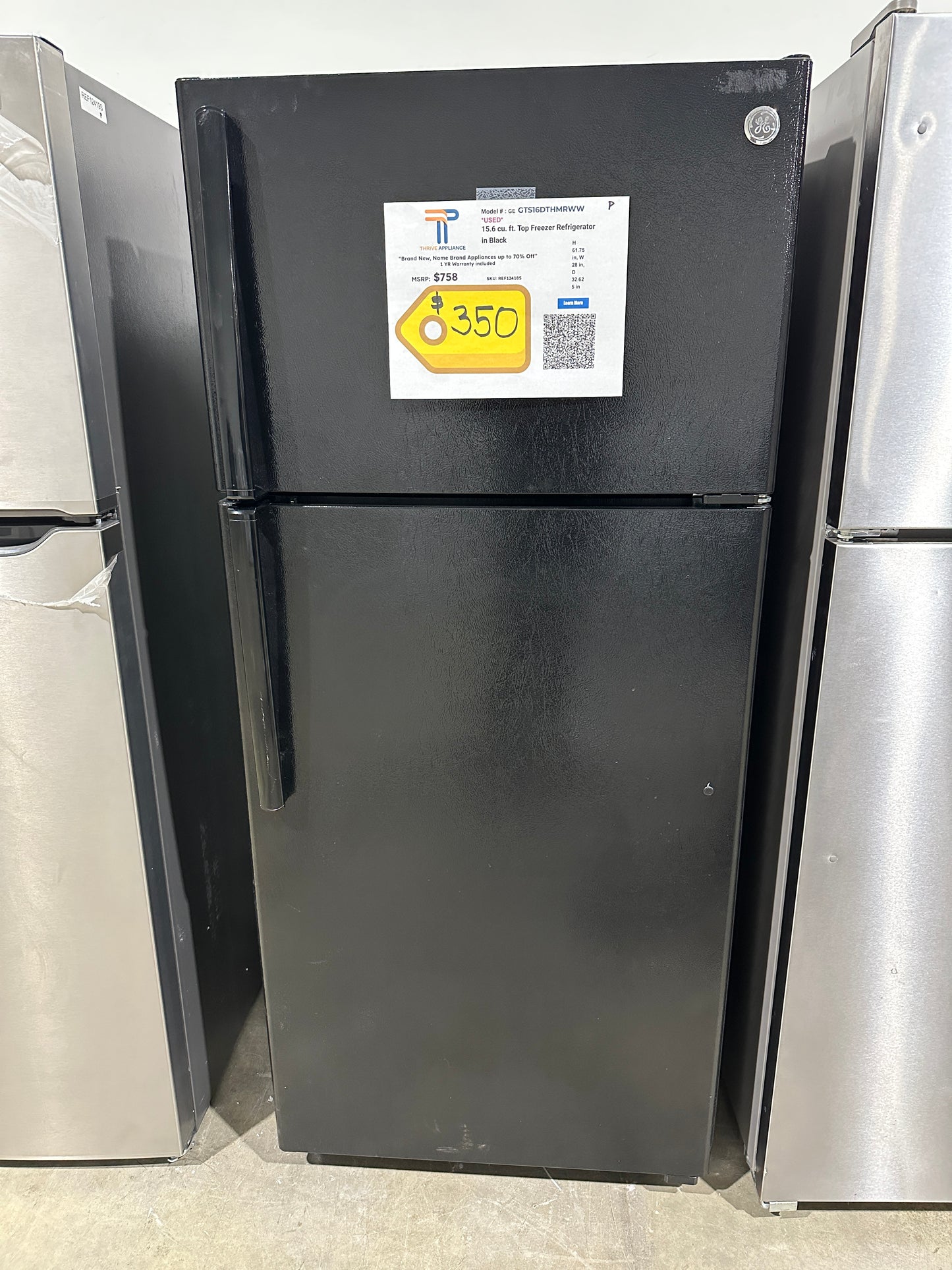 LIKE NEW GE TOP FREEZER REFRIGERATOR MODEL: gts16dthmrww REF12418S