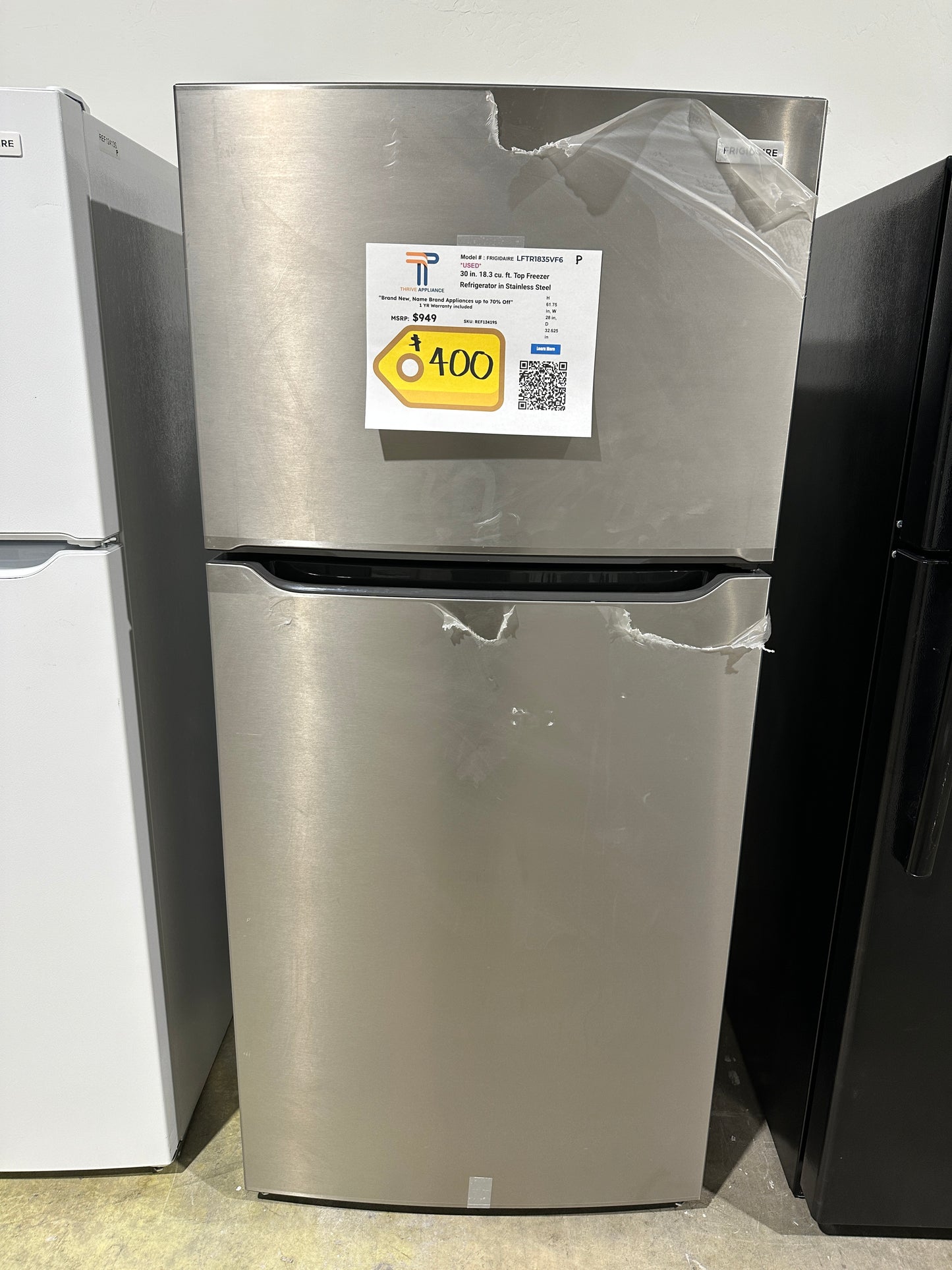 GARAGE READY GENTLY USED FRIGIDAIRE REFRIGERATOR MODEL: lftr1835vf6 REF12419S