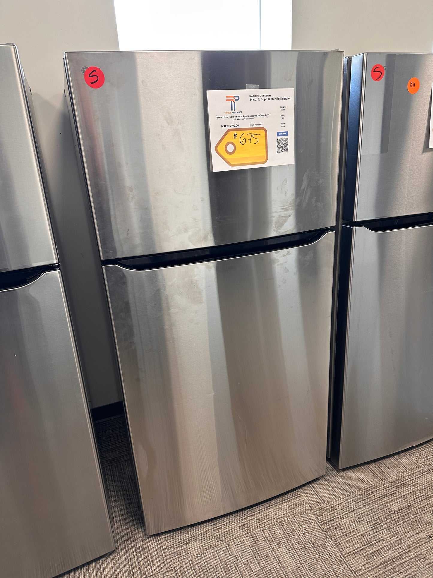 BRAND NEW INTERNAL WATER DISPENSER LG TOP FREEZER REFRIGERATOR MODEL: LHTNS2403S REF14020