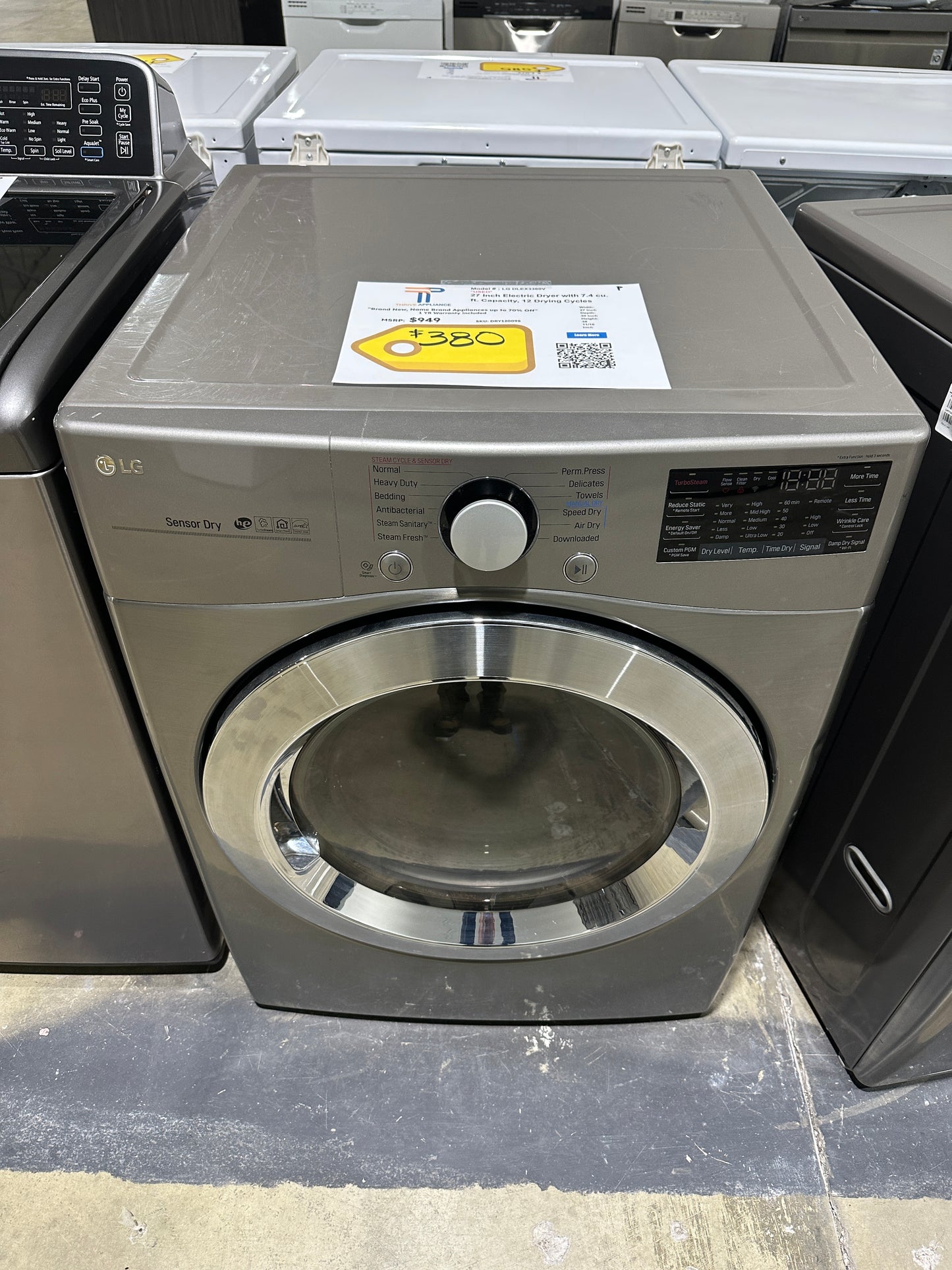 GREAT USED 7.4 CU FT LARGE CAPACITY ELECTRIC DRYER MODEL: DLEX3360V DRY12009S