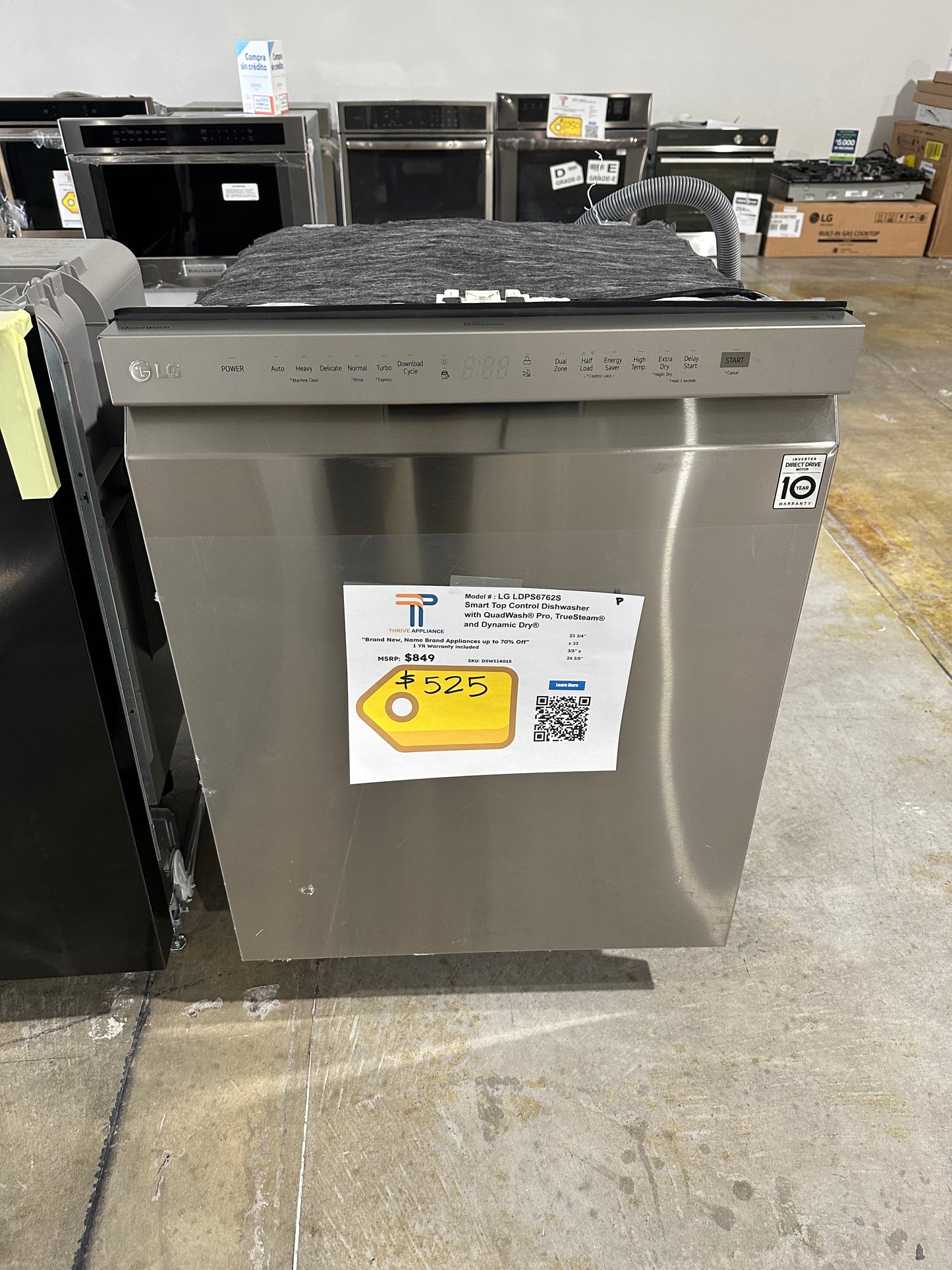 LG TOP CONTROL DISHWASHER WITH STAINLESS STEEL TUB MODEL: ldps6762S DSW11401S