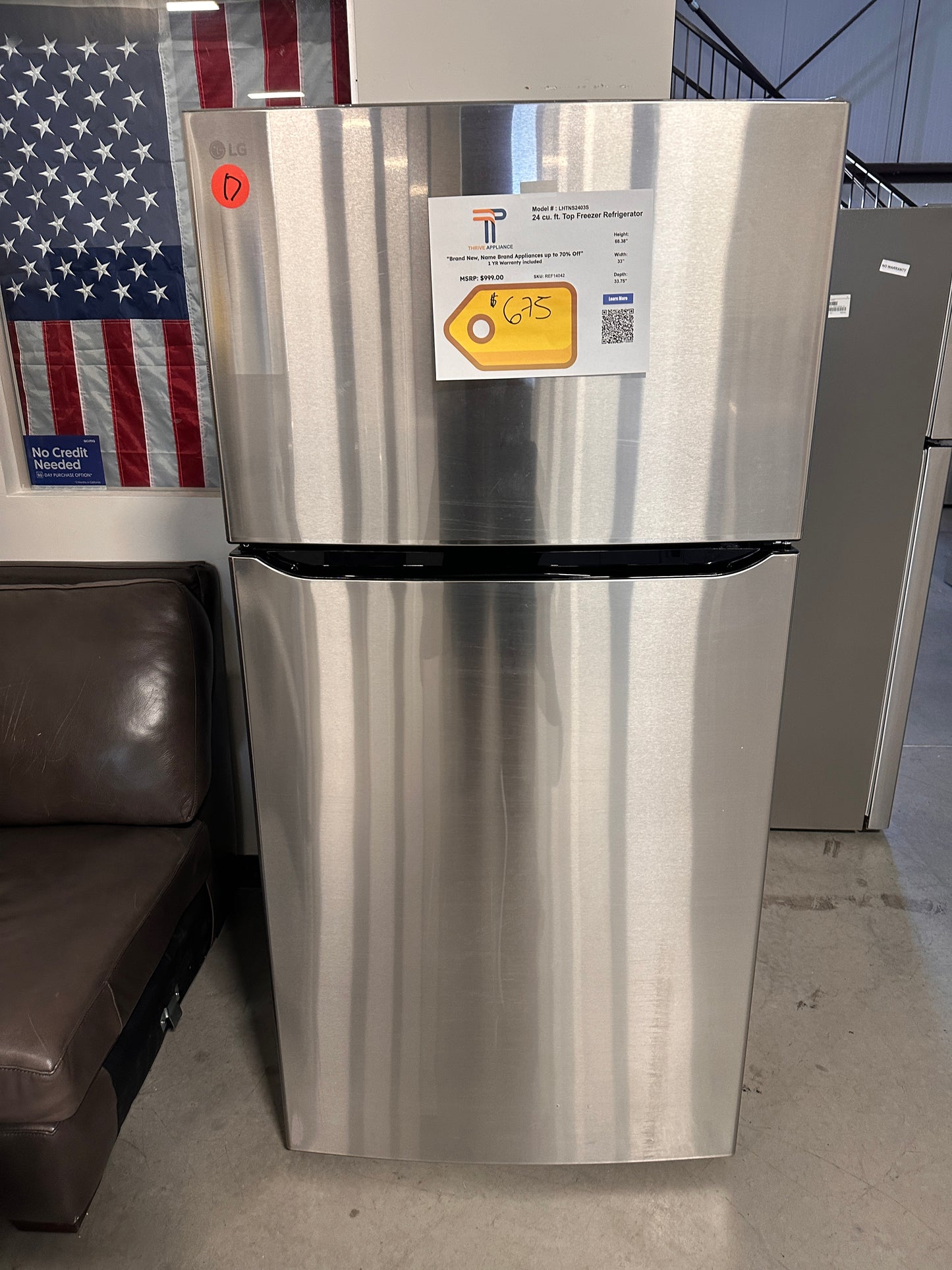 INTERNAL WATER DISPENSER LG TOP FREEZER REFRIGERATOR MODEL: LHTNS2403S REF14042