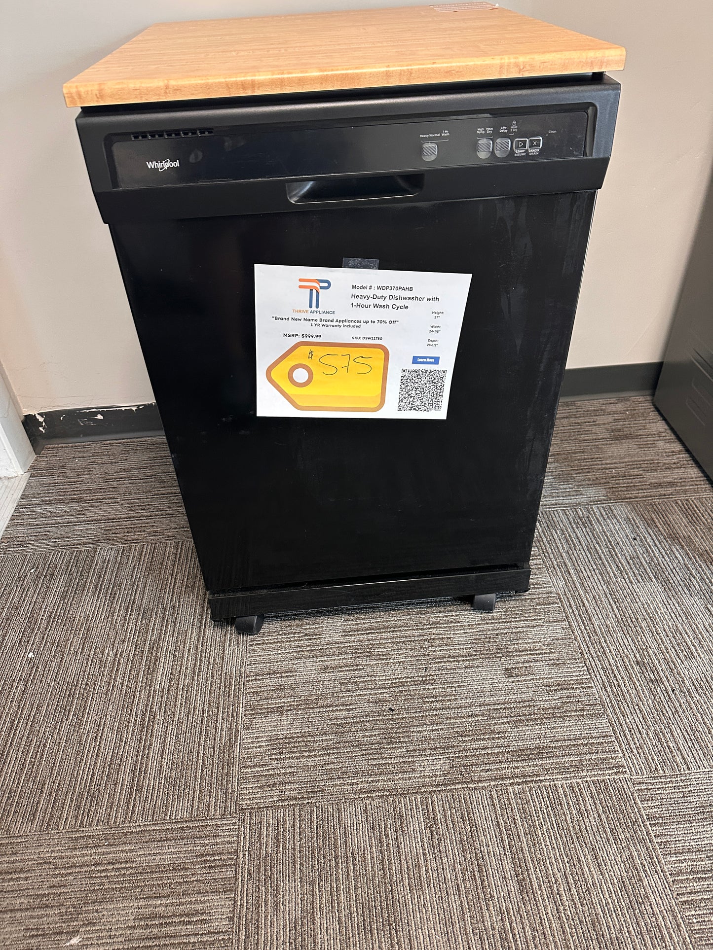 BRAND NEW! Whirlpool Portable Dishwasher MODEL: WDP370PAHB DSW11780