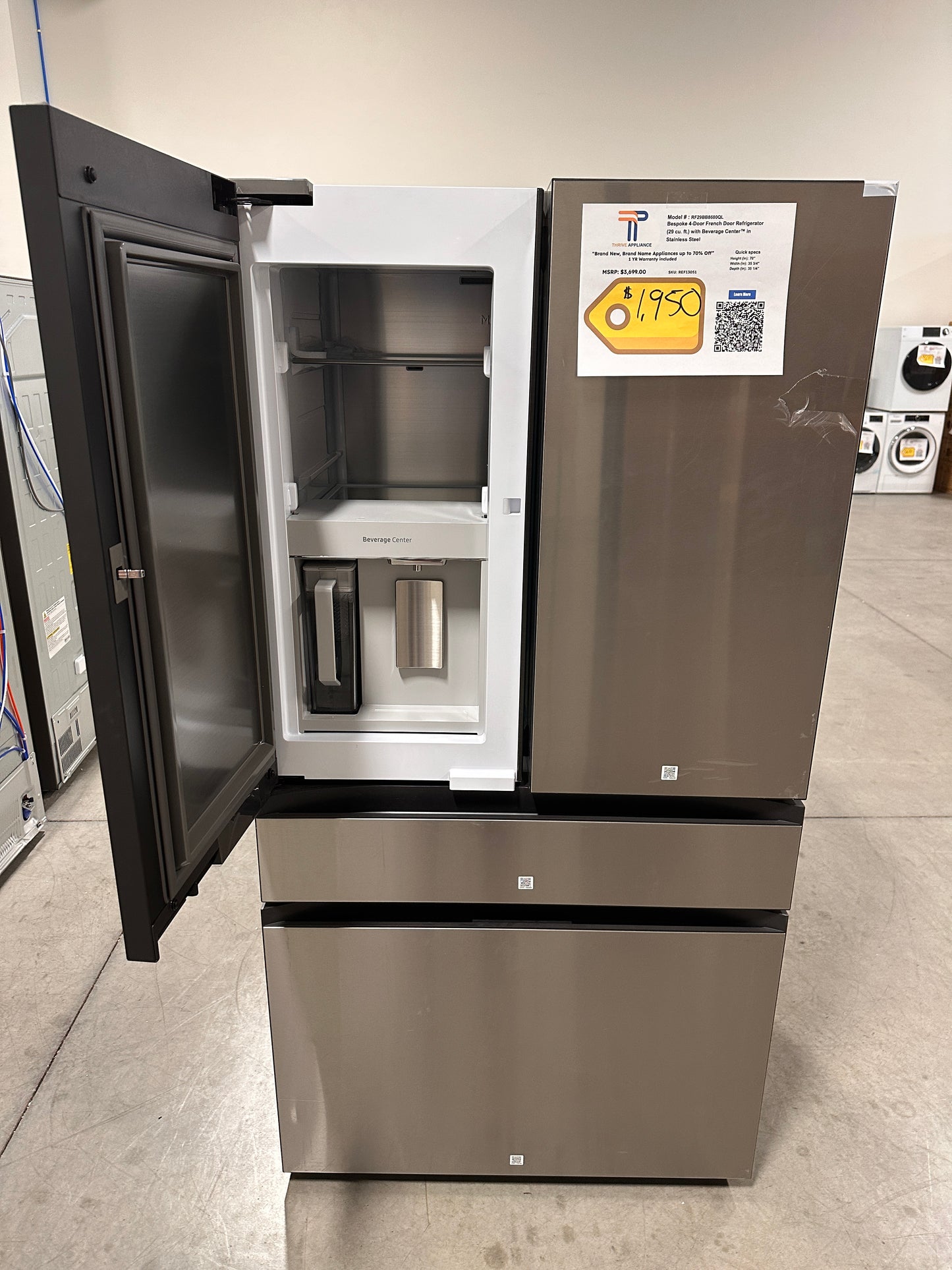 GREATLY DISCOUNTED GORGEOUS NEW SMART SAMSUNG REFRIGERATOR MODEL: RF29BB8600QLAA REF13051