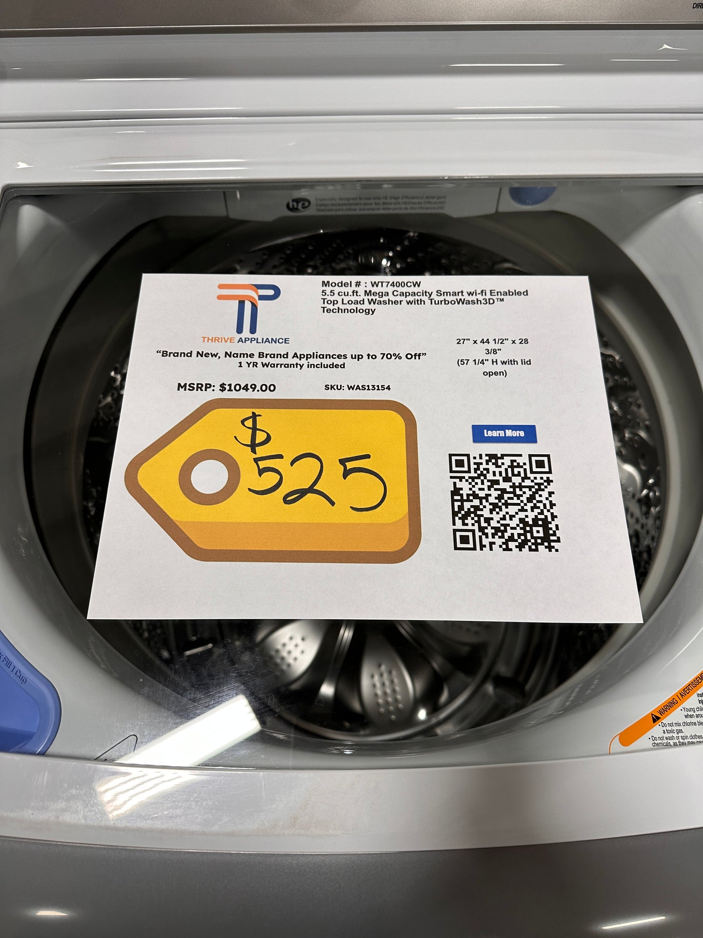 GREAT NEW LG SMART TOP LOAD WASHER WITH TURBOWASH MODEL: WT7400CW WAS13154