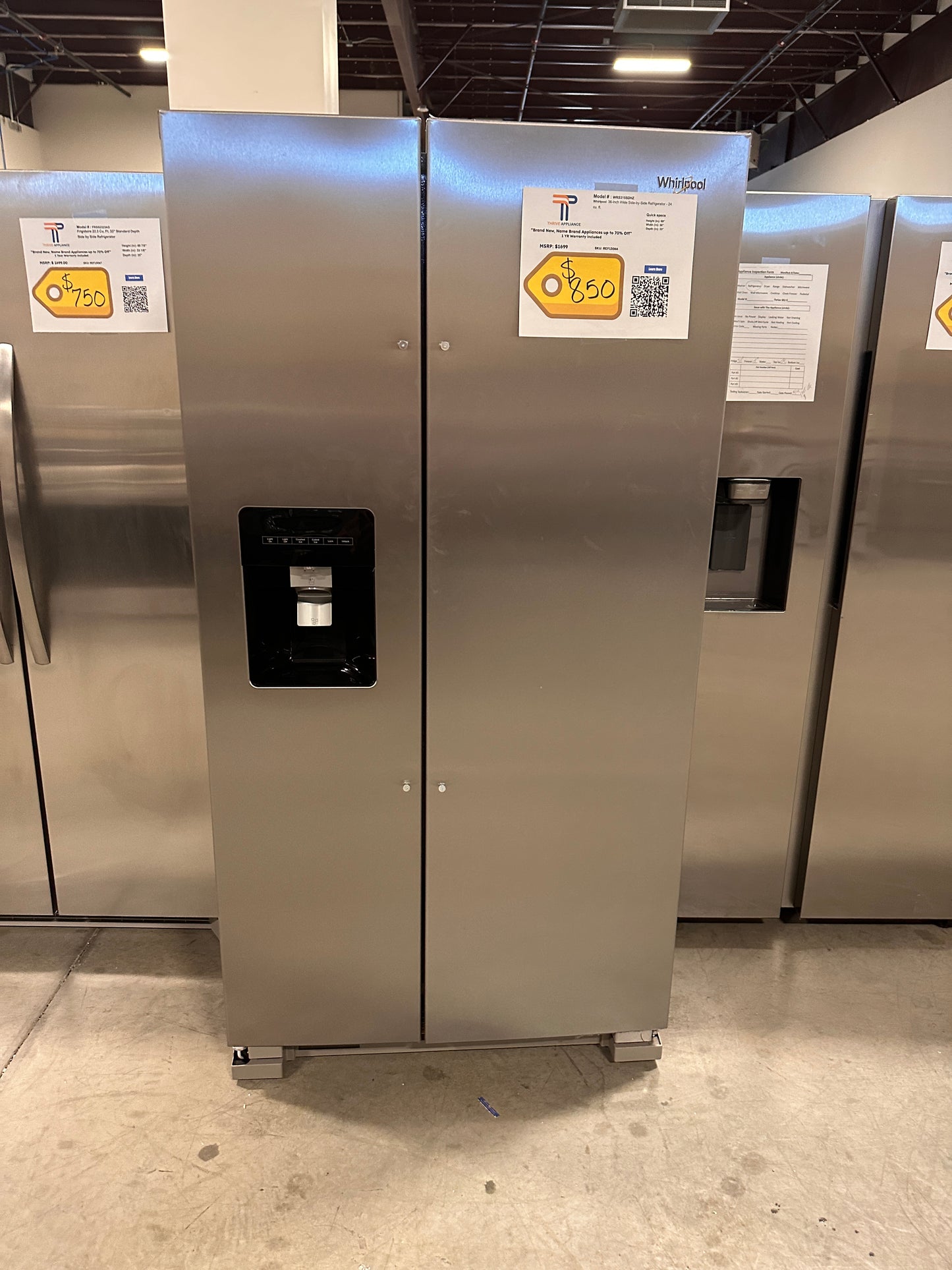 NEW WHIRLPOOL SIDE-BY-SIDE REFRIGERATOR MODEL: WRS315SDHZ REF13066