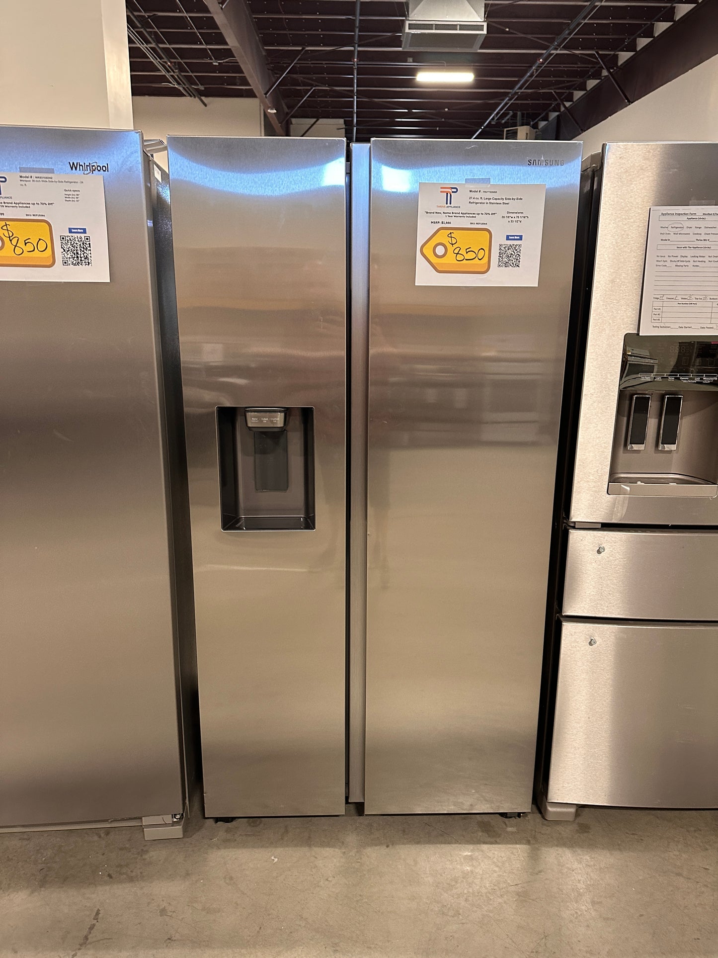 GREAT BRAND NEW SAMSUNG LARGE CAPACITY SIDE-BY-SIDE REFRIGERATOR MODEL: RS27T5200SR REF13064