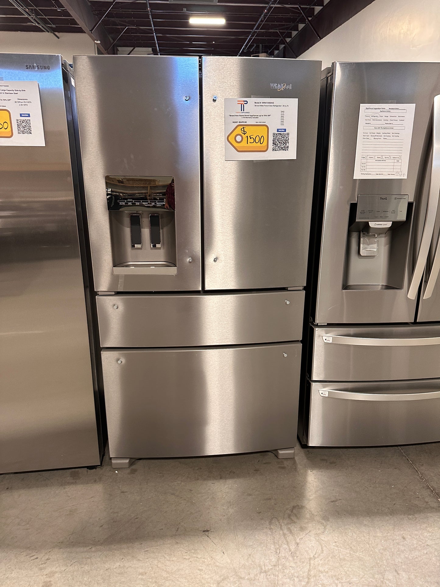 BEAUTIFUL NEW WHIRLPOOL FRENCH DOOR REFRIGERATOR MODEL: WRX735SDHZ REF13063