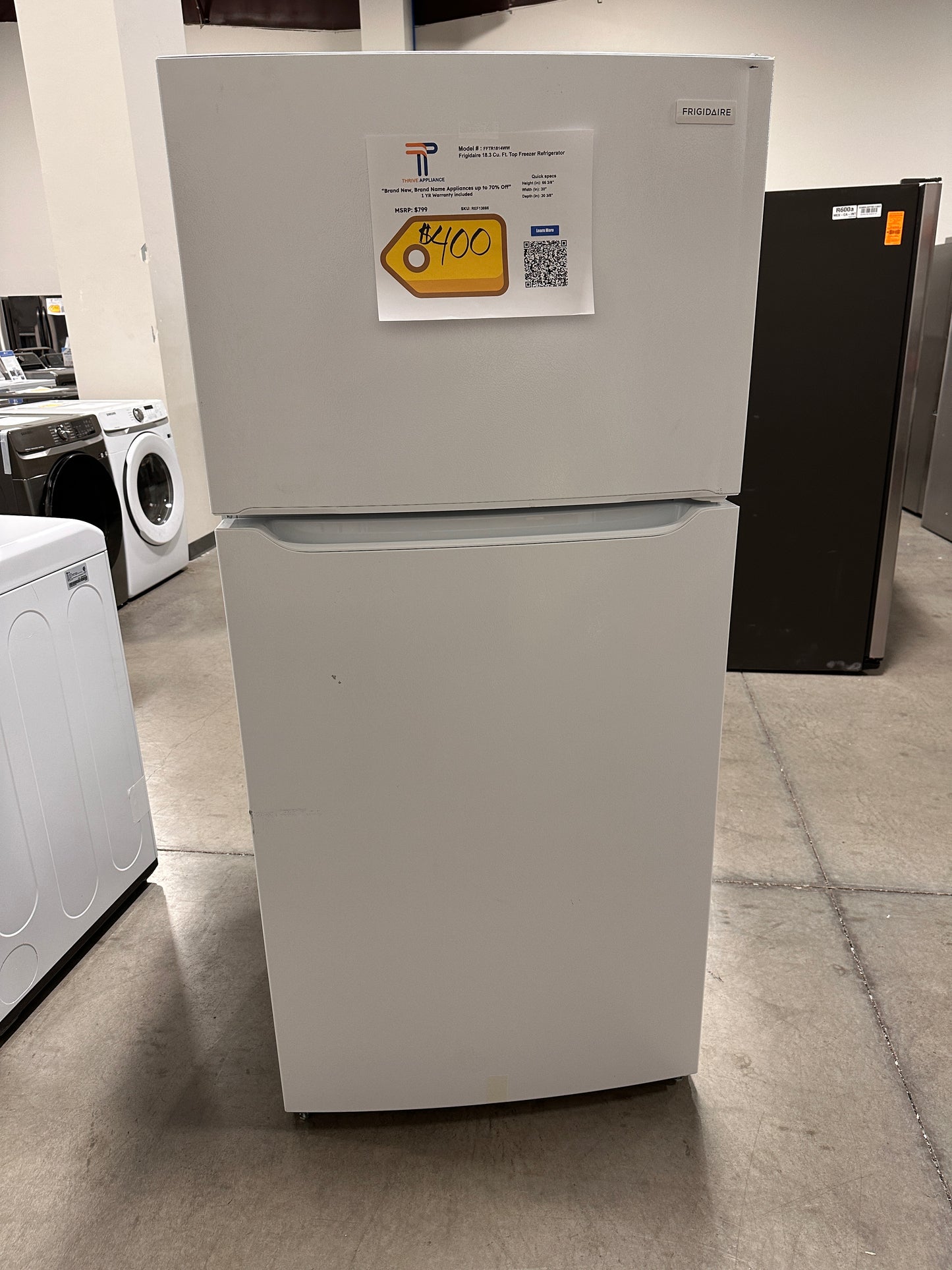 Garage Ready Frigidaire - 18.3 Cu. Ft. Top Freezer Refrigerator MODEL: FFTR1814WW REF13086