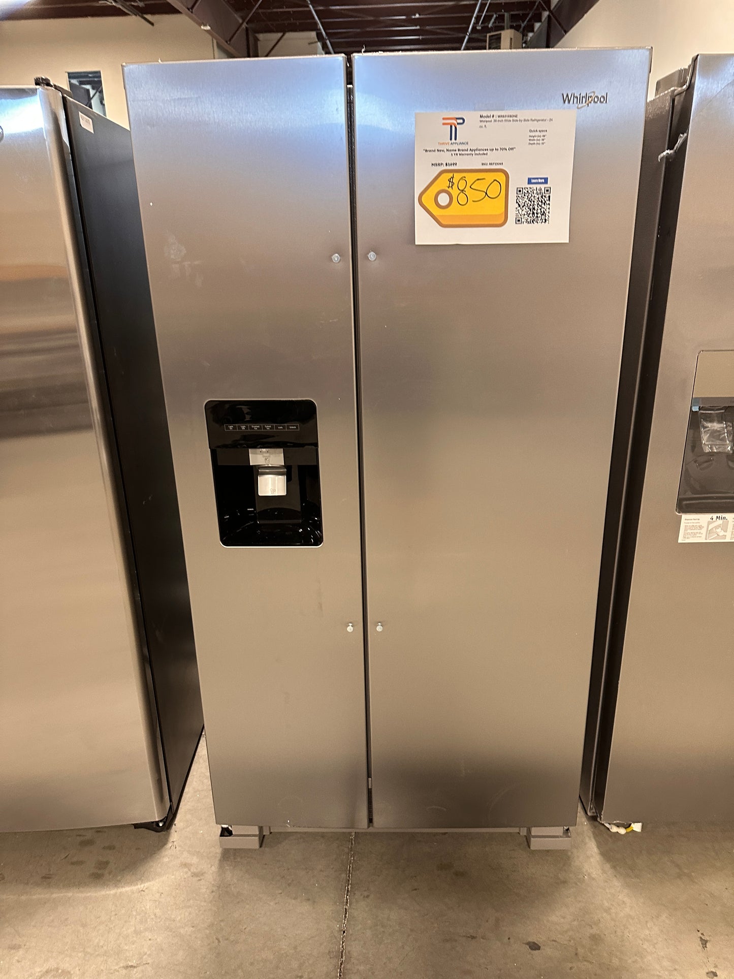GREAT NEW STAINLESS STEEL WHIRLPOOL REFRIGERATOR MODEL:WRS315SDHZ REF13065