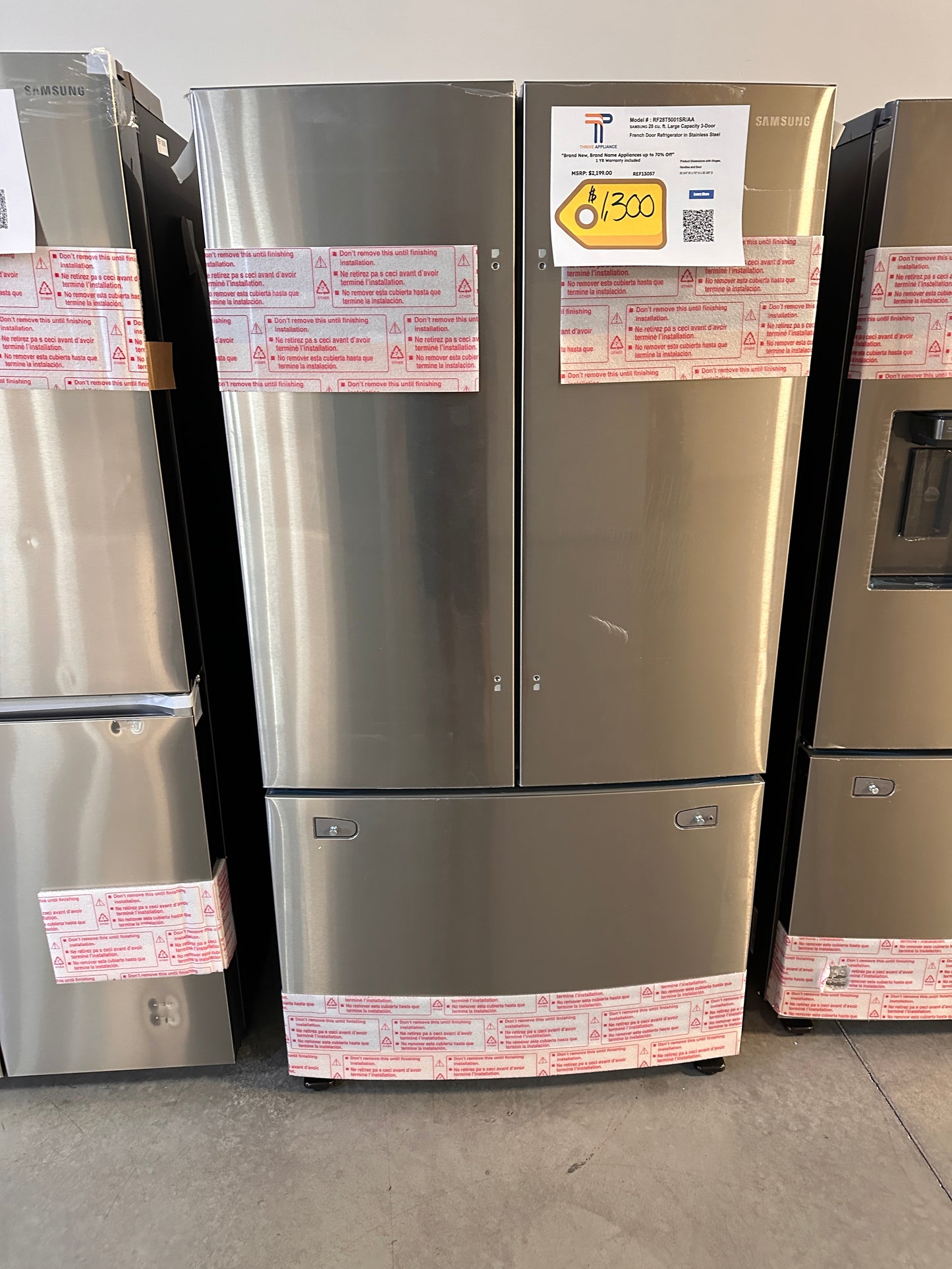 NEW SAMSUNG LARGE CAPACITY STAINLESS STEEL REFRIGERATOR MODEL: RF28T5001SR/AA REF13057