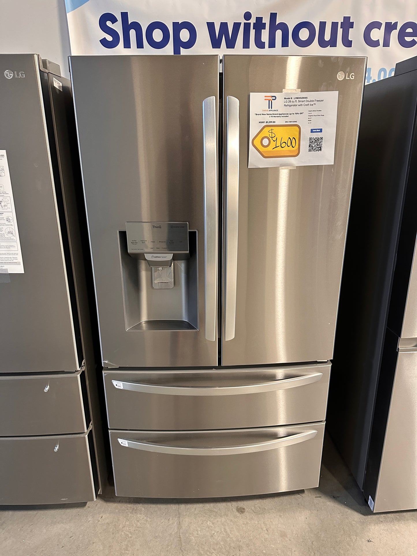 GREAT NEW LG 4-DOOR FRENCH DOOR SMART REFRIGERATOR MODEL: LRMXS2806S REF13062
