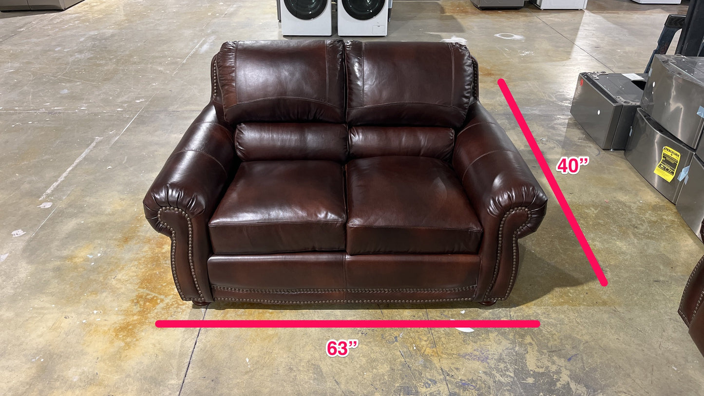 GRANITE FALLS GENUINE LEATHER AMARETTO 3 PIECE FURNITURE SET