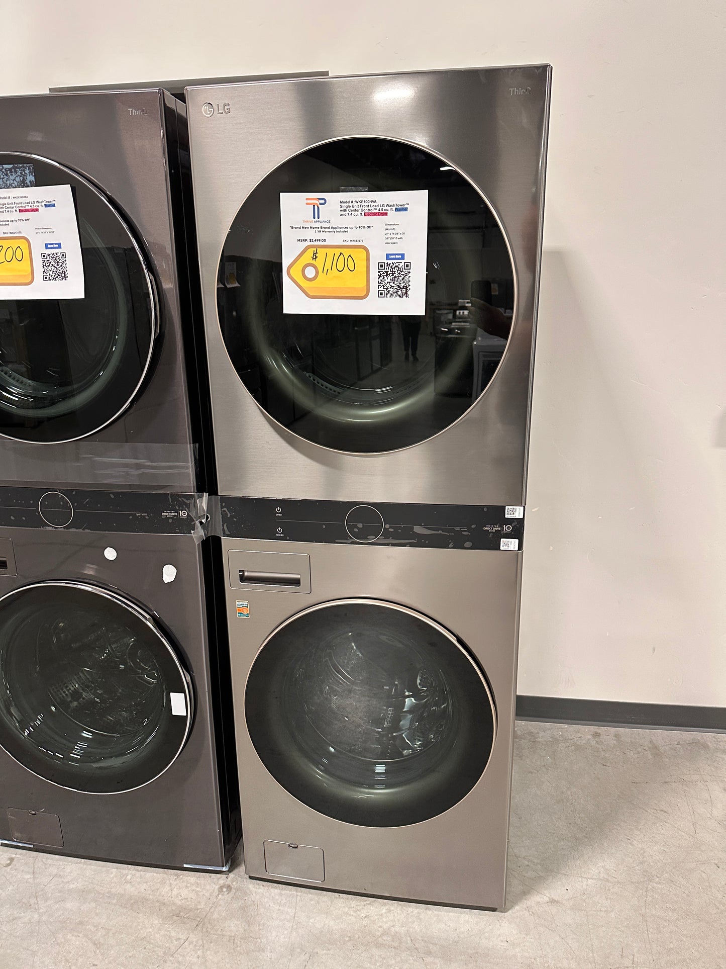 GORGEOUS BRAND NEW STACKED LAUNDRY SET - LG WASHTOWER - MODEL:WKE100HVA WAS13171