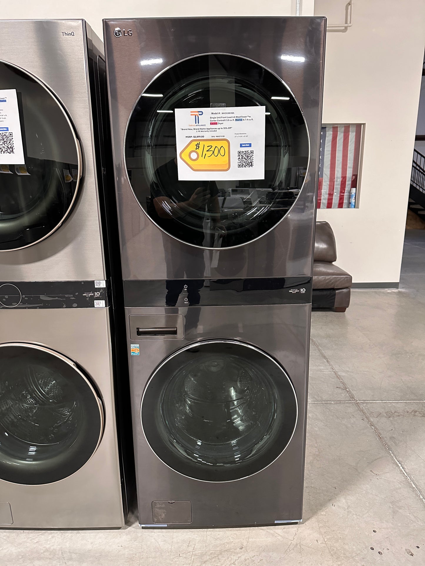 NEW LG SMART FRONT LOAD WASHER ELECTRIC DRYER STACKED LAUNDRY SET MODEL:WKEX300HBA WAS13169