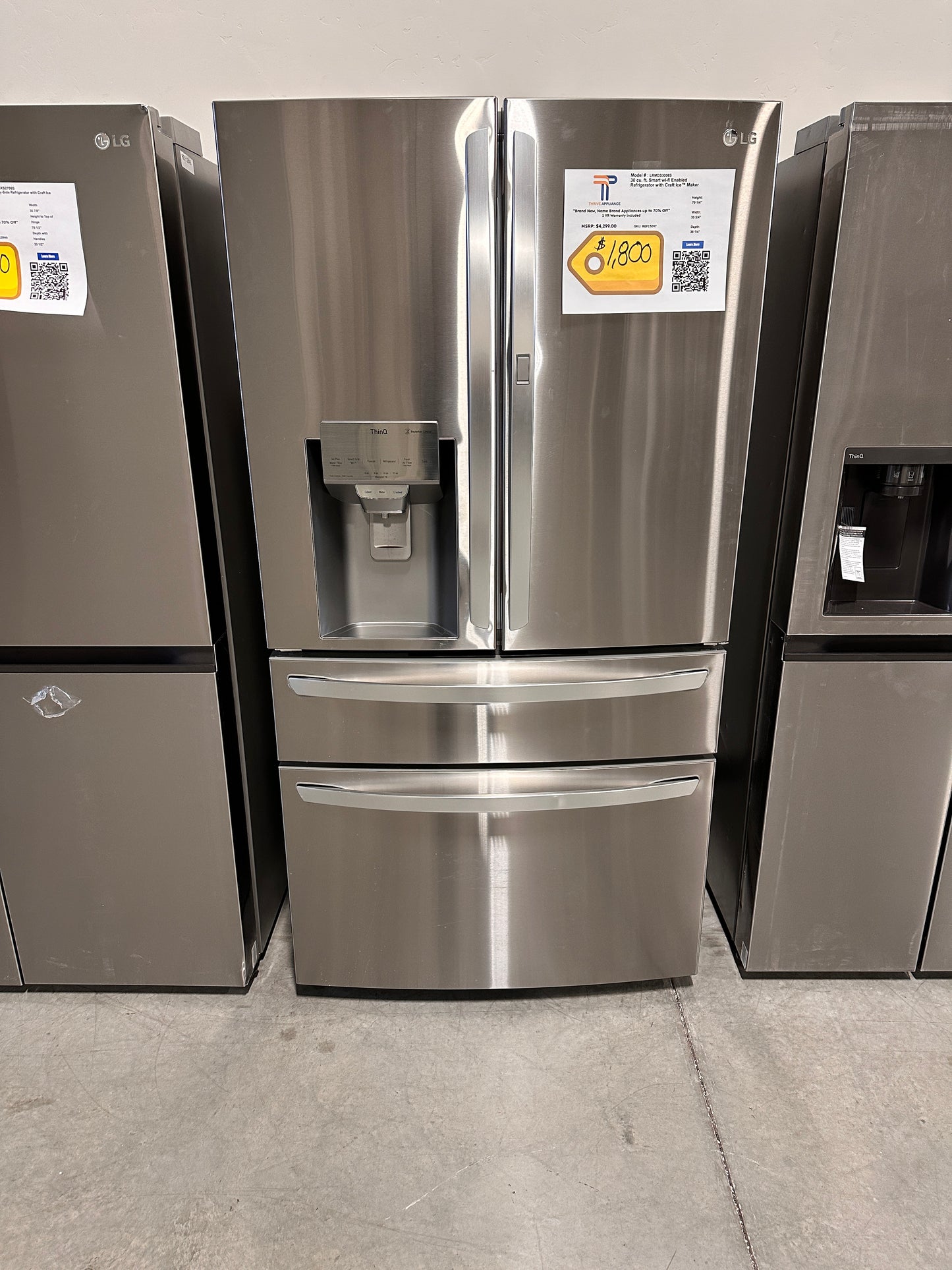 GREAT NEW LG FRENCH DOOR REFRIGERATOR MODEL:LRMDS3006S REF13097