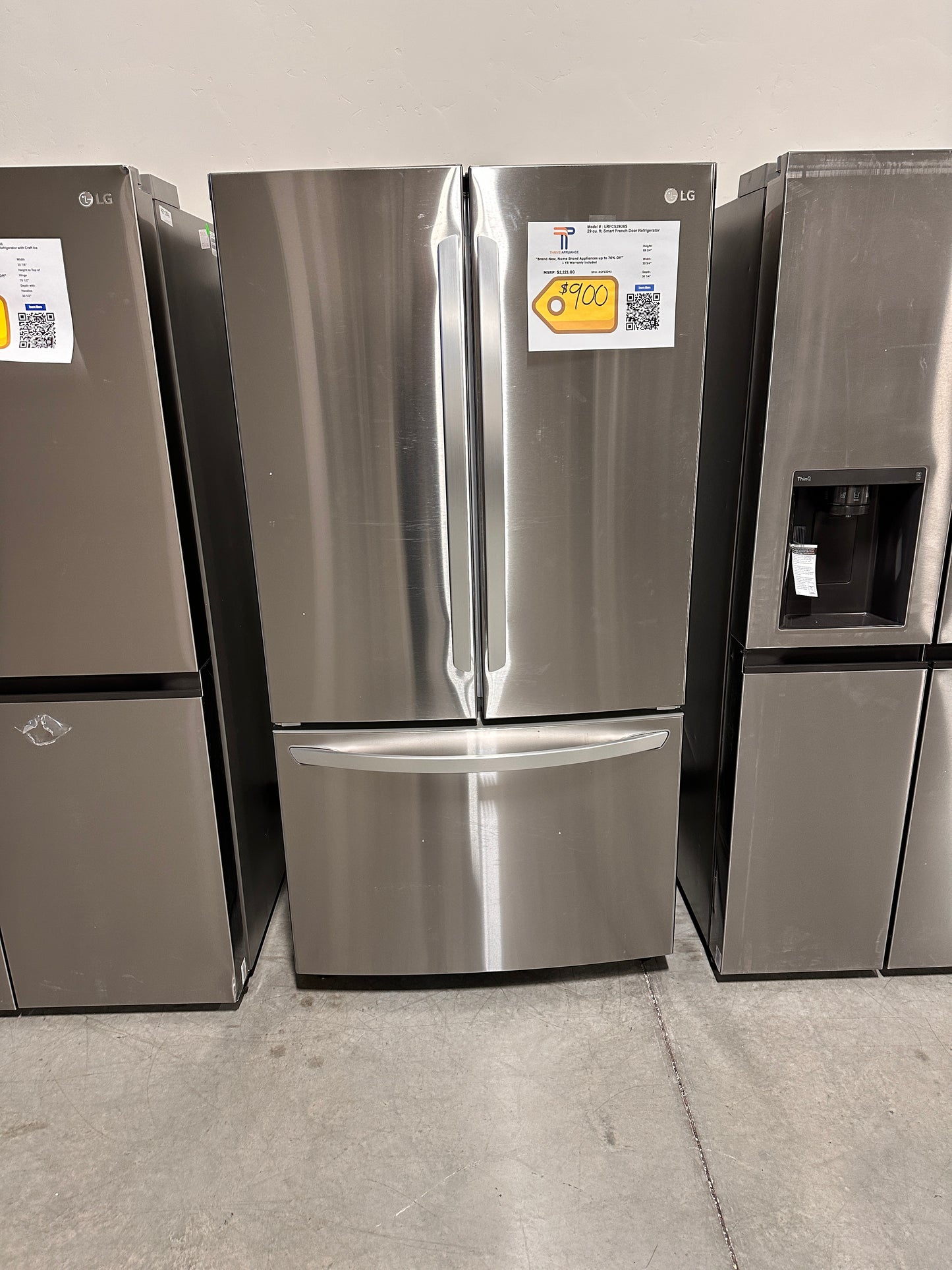 GREAT NEW LG 3-DOOR FRENCH DOOR REFRIGERATOR MODEL:LRFCS29D6S REF13095