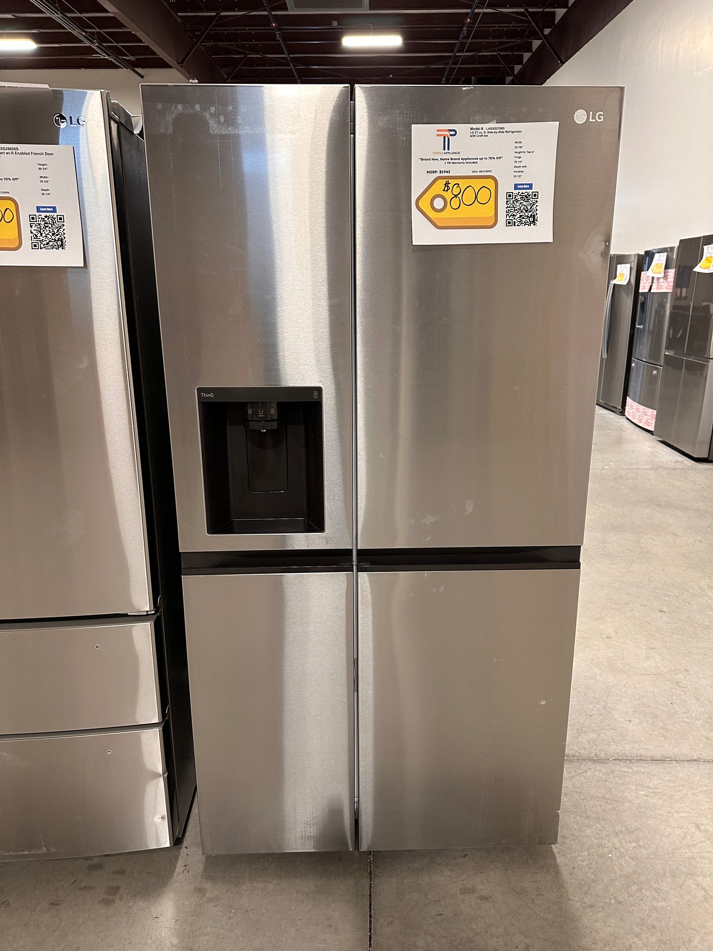 NEW SIDE-BY-SIDE REFRIGERATOR with SPACEPLUS ICE MODEL:LHSXS2706S REF13093