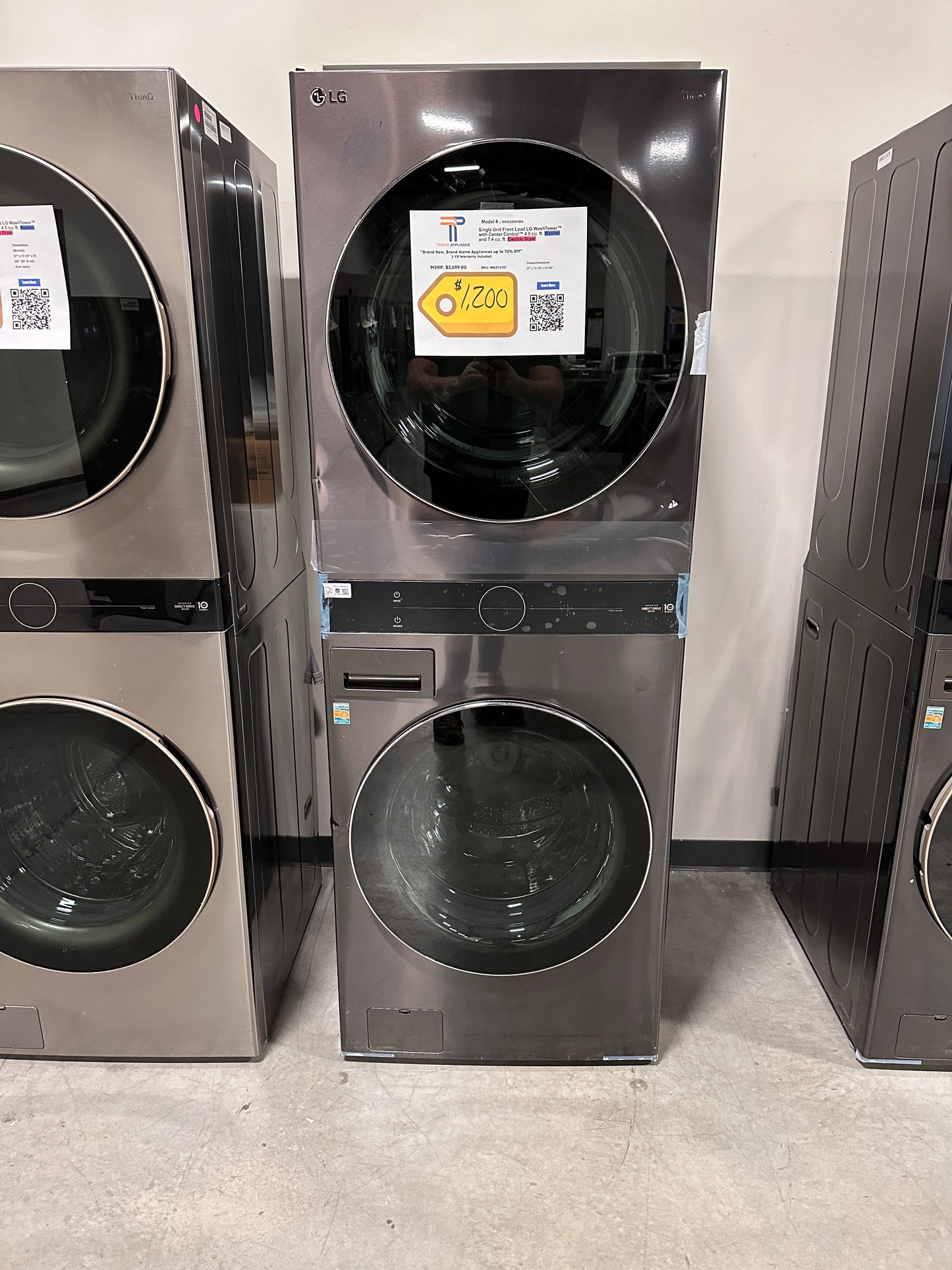 NEW ELECTRIC DRYER WASHTOWER LG WASHER DRYER STACKED SET MODEL:WKEX200HBA WAS13167
