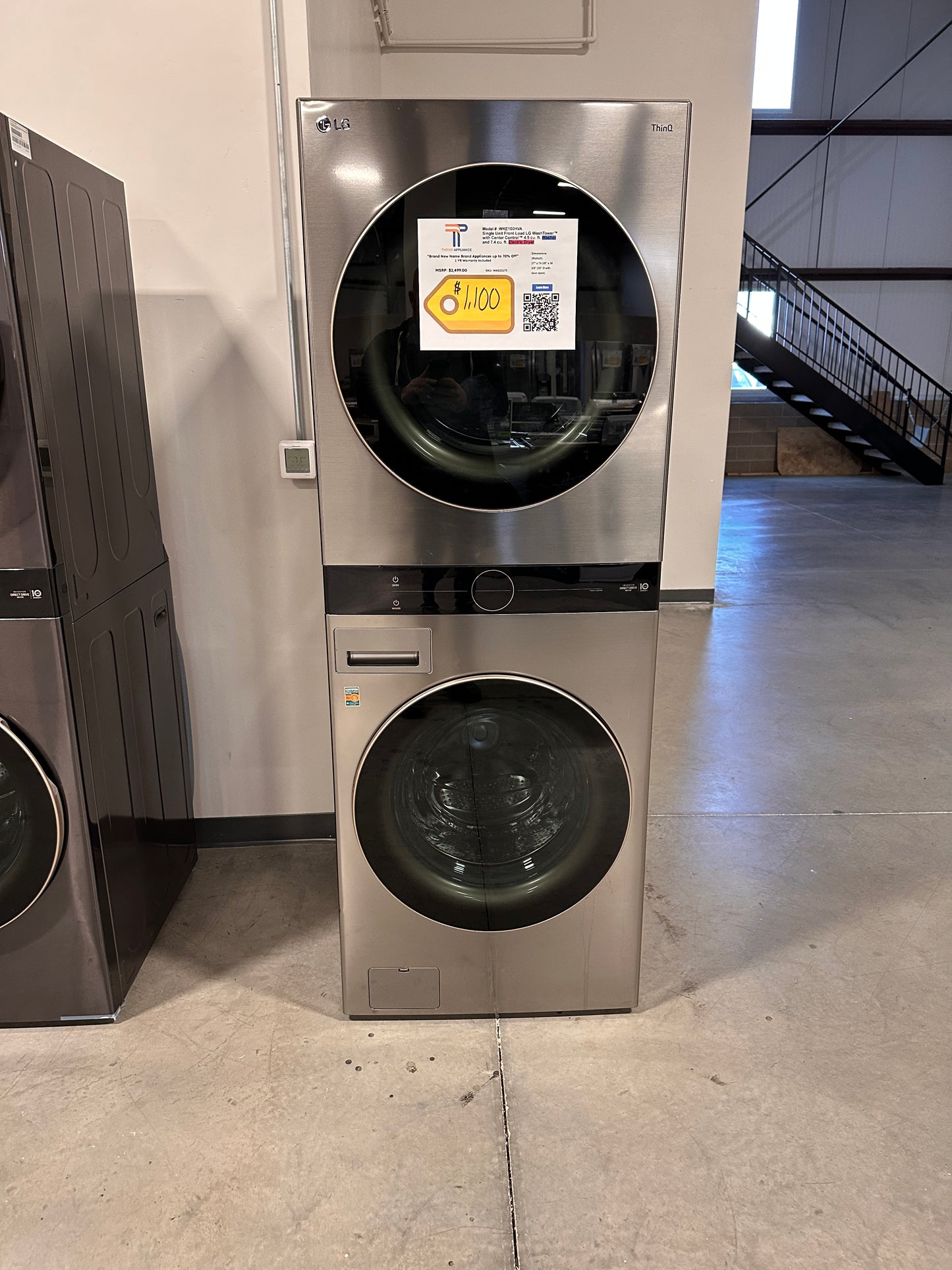 ELECTRIC DRYER STACKED LAUNDRY SET - LG WASHTOWER - MODEL:WKE100HVA WAS13175