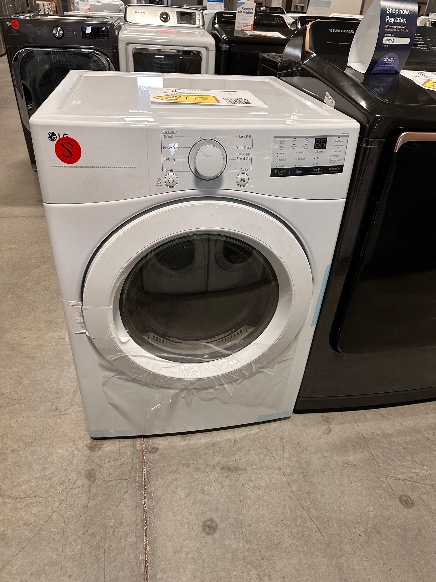 LG - 7.4 Cu. Ft. Stackable Electric Dryer with FlowSense - MODEL: DLE3400W DRY12509