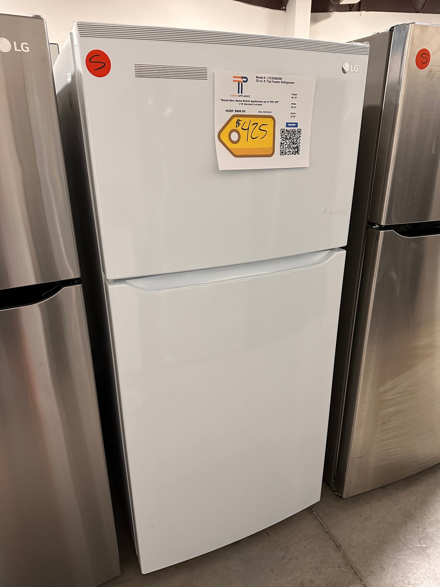 LG - 20.2 Cu. Ft. Top-Freezer Refrigerator - White MODEL: LTCS20020W REF13145
