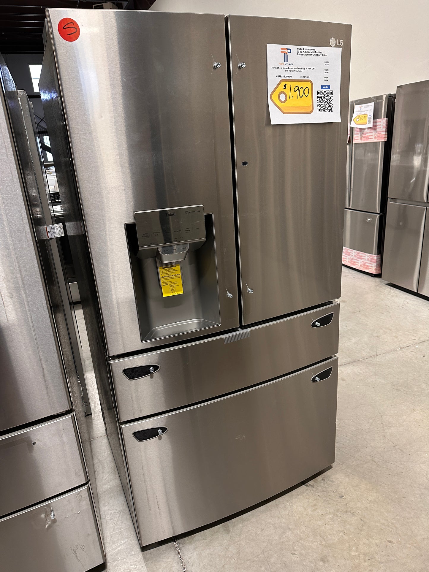 CRAFT ICE MAKING FRENCH DOOR LG REFRIGERATOR MODEL: LRMDS3006S REF13127