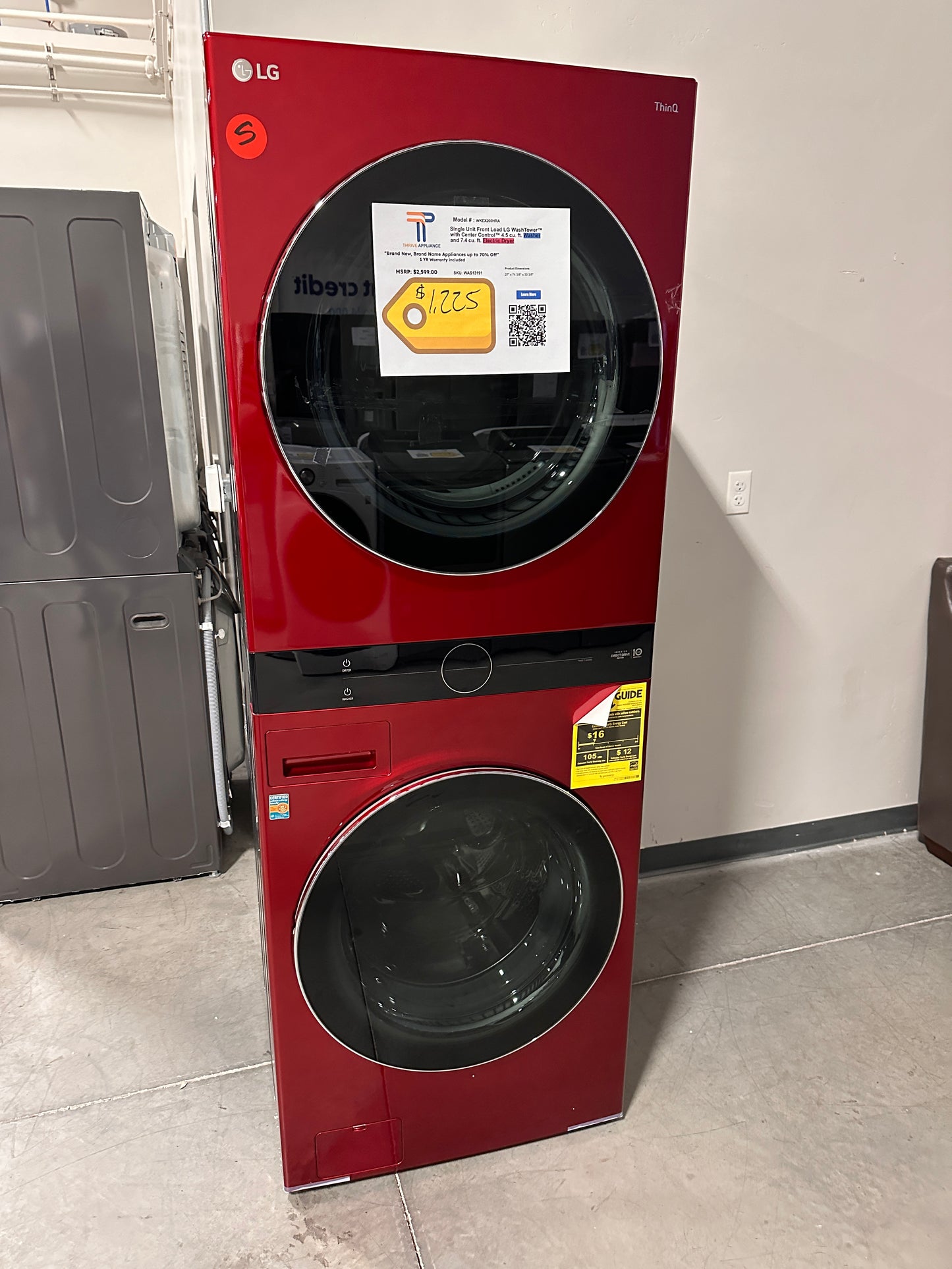 CANDY APPLE RED BRAND NEW LG STACKED LAUNDRY SET WASHTOWER MODEL: WKEX200HRA WAS13191