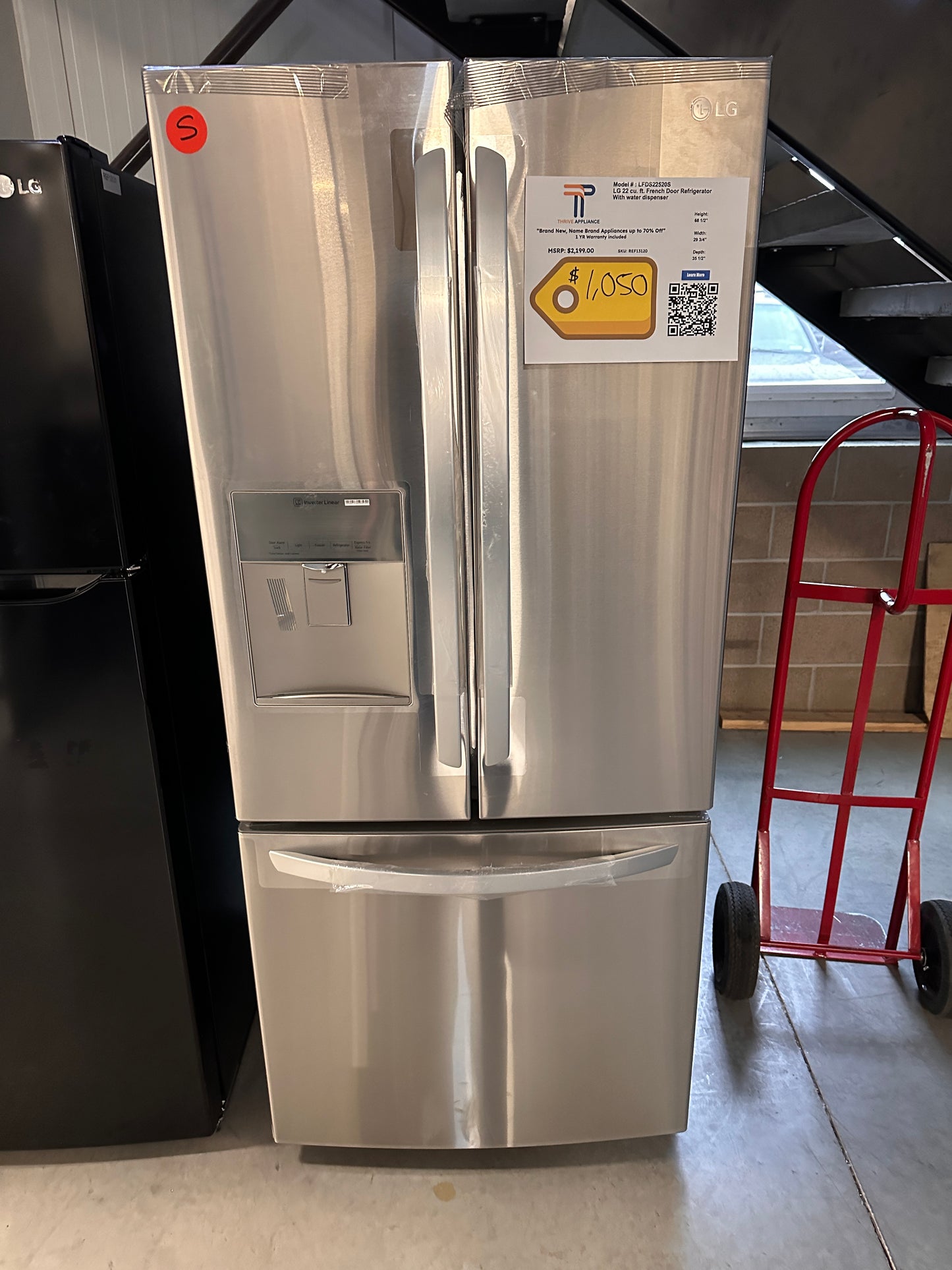 NEW 21.8 CU FT FRENCH DOOR STAINLESS STEEL REFRIGERATOR MODEL: LFDS22520S REF13120